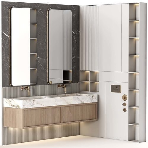 Bathroom furniture N022 in Neoclassic and Modern style Low-poly 3D model