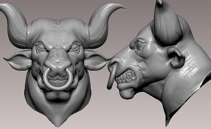 Wild Bull Head 3D print model