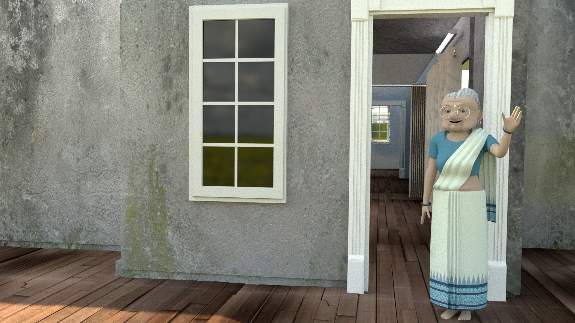 Elderly woman 3d model Low-poly 3D model_1