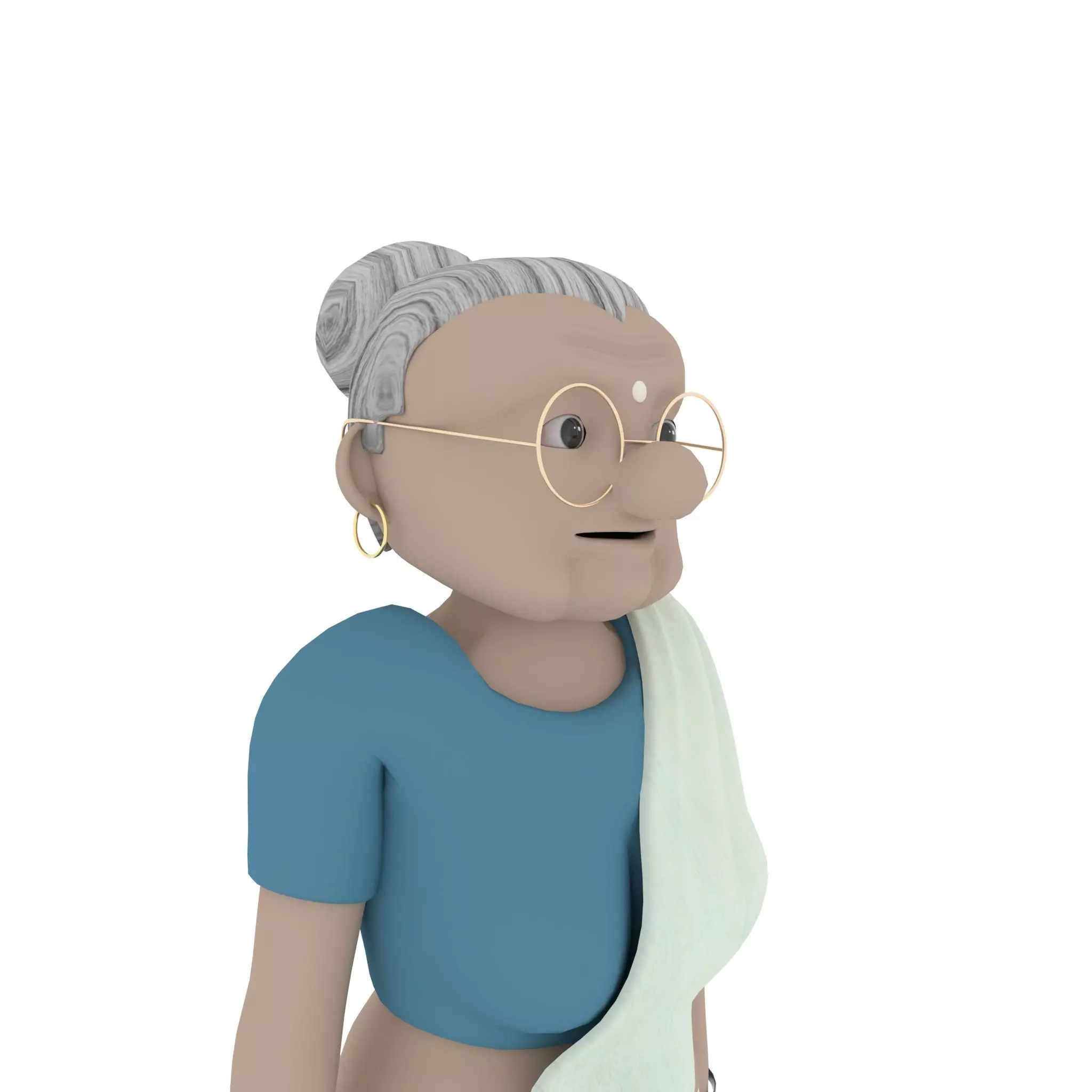 Elderly woman 3d model Low-poly 3D model_0