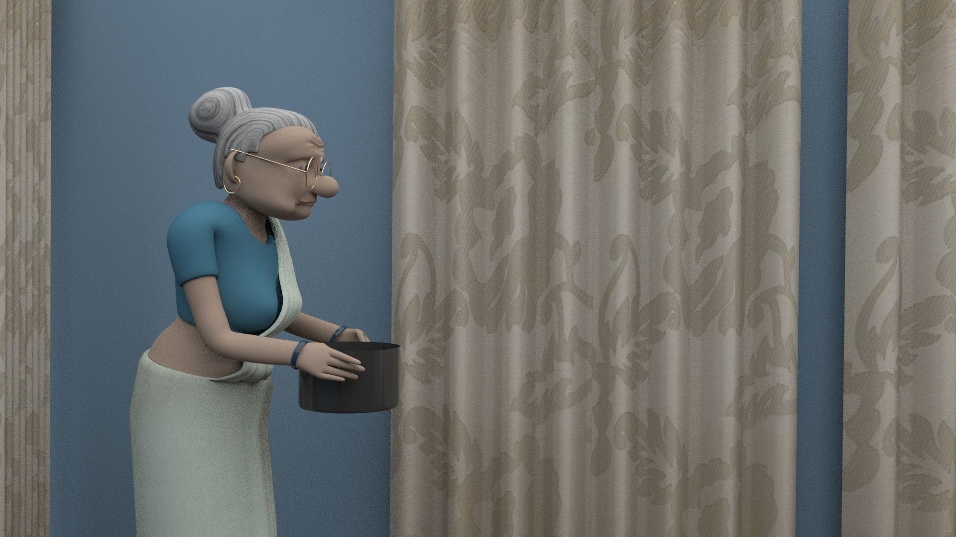 Elderly woman 3d model Low-poly 3D model_8