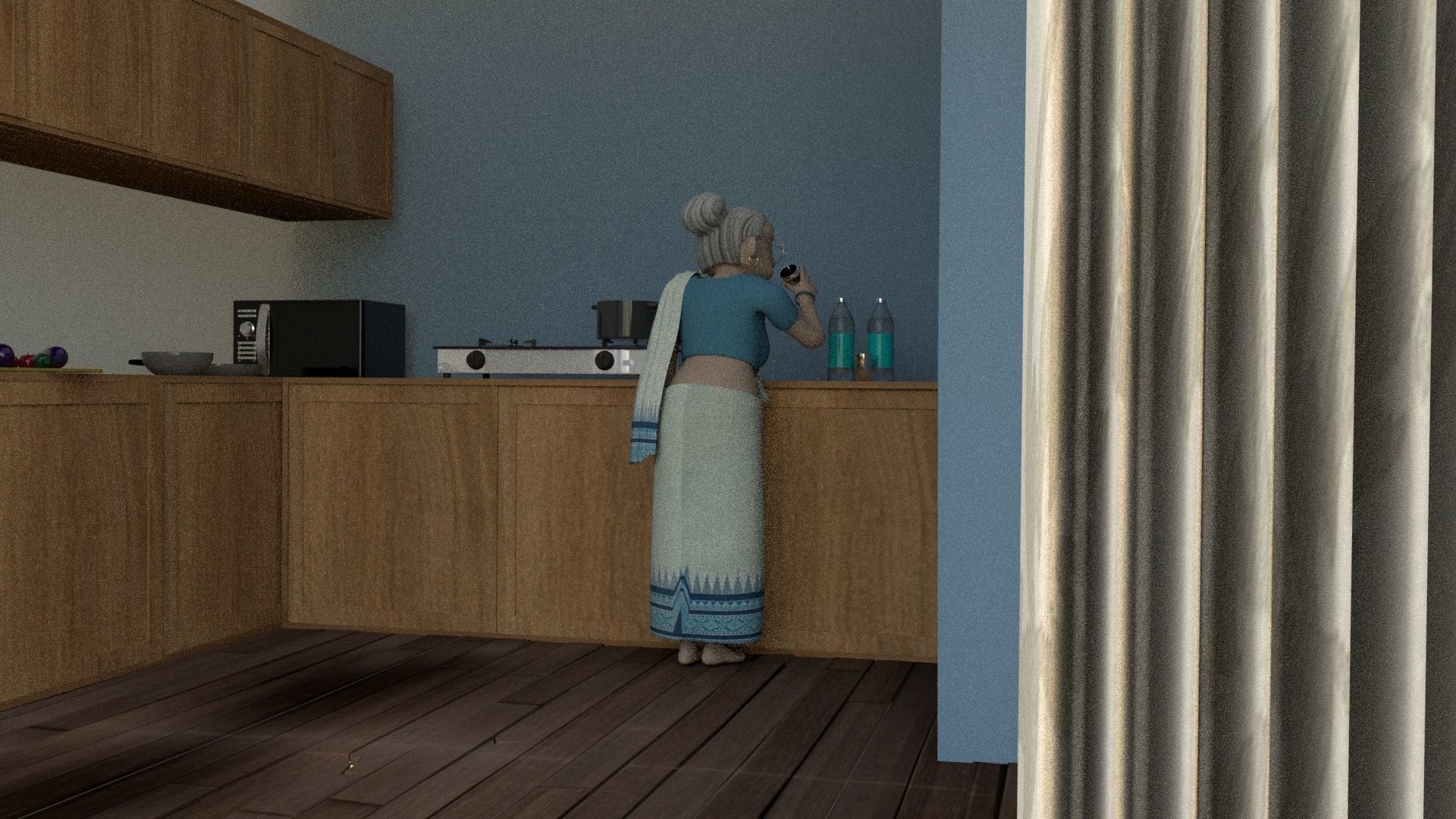 Elderly woman 3d model Low-poly 3D model_6