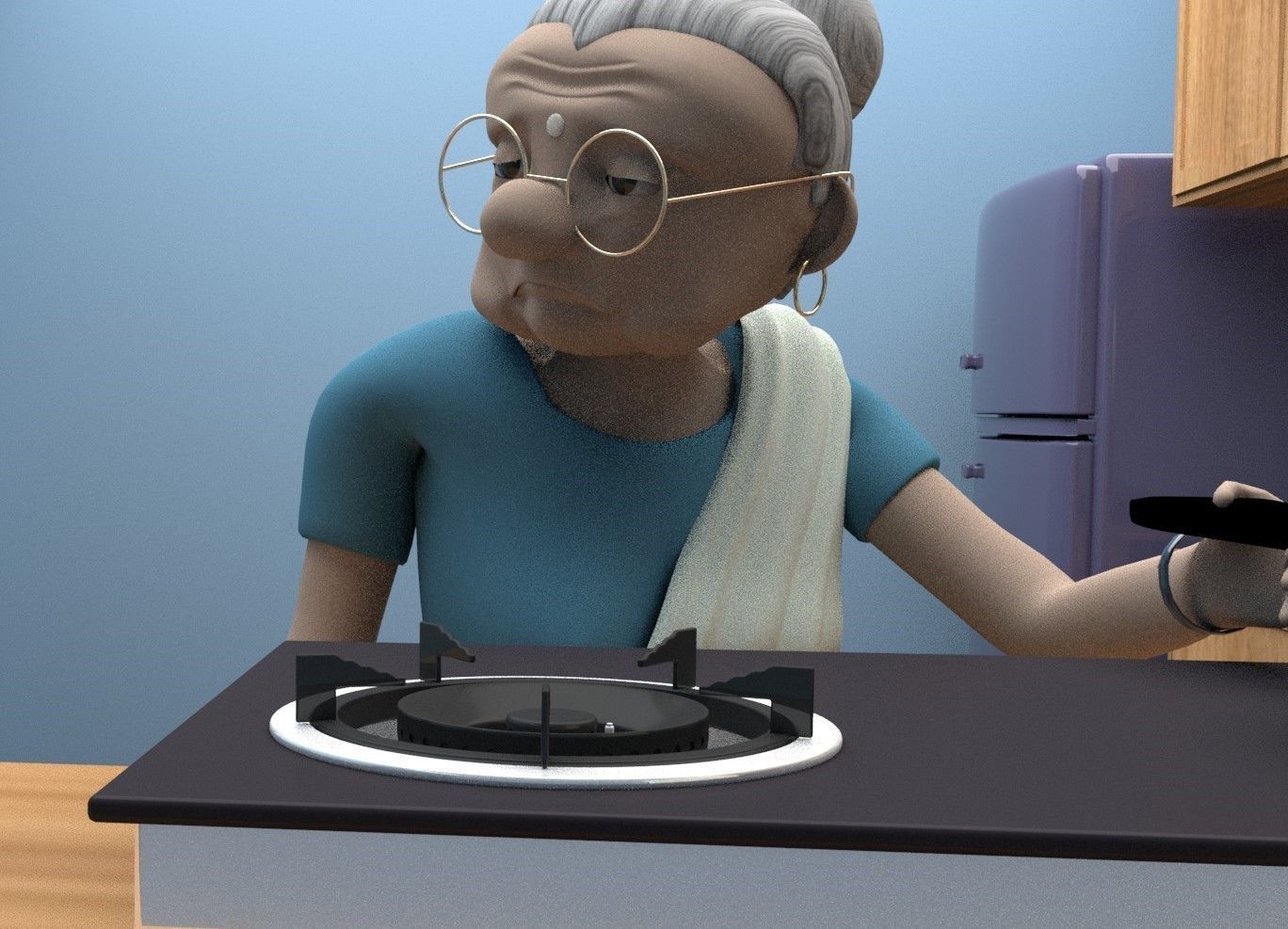 Elderly woman 3d model Low-poly 3D model_7