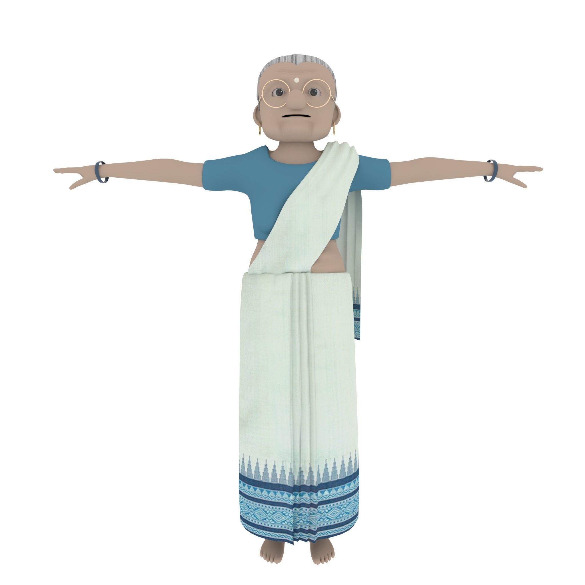 Elderly woman 3d model Low-poly 3D model_3