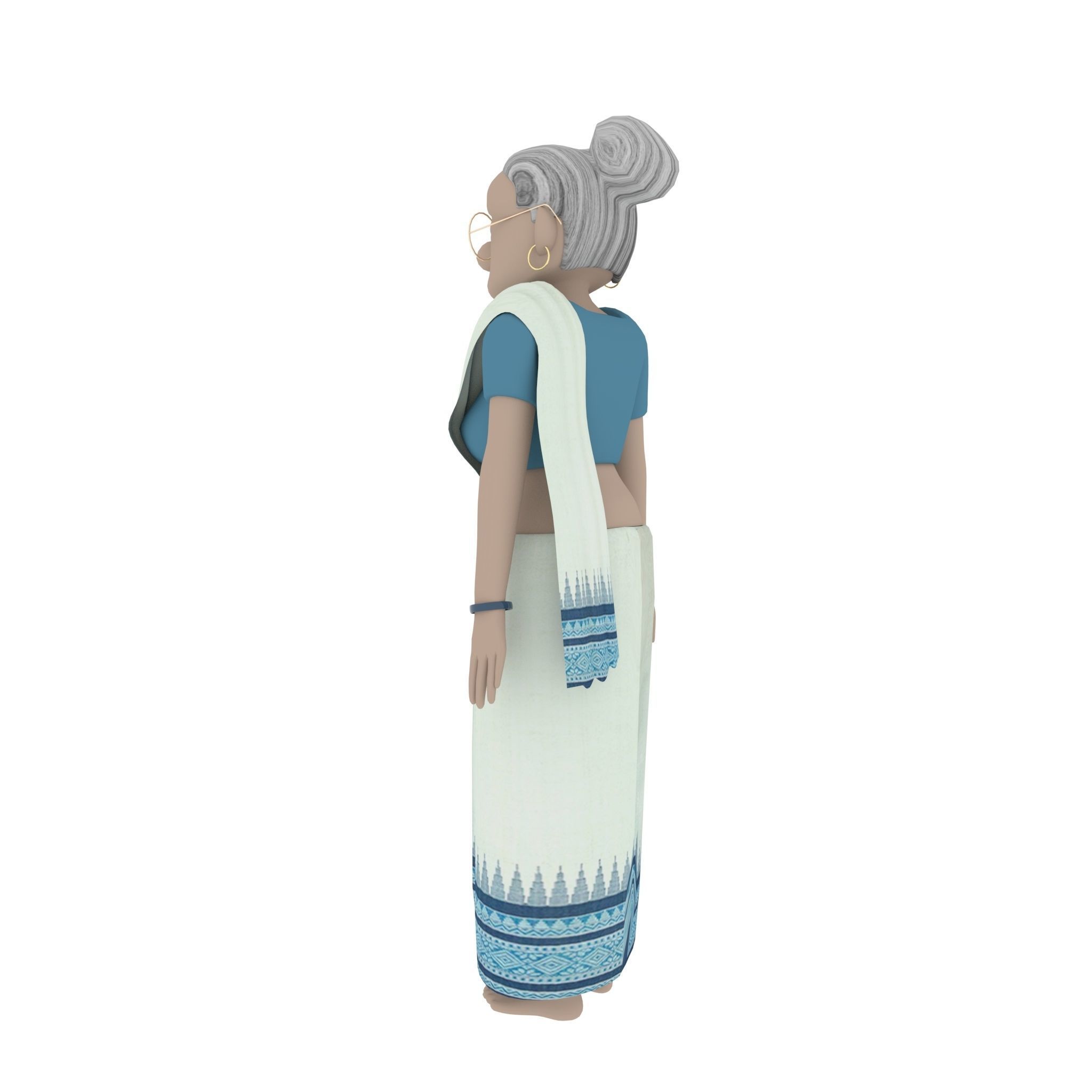 Elderly woman 3d model Low-poly 3D model_4