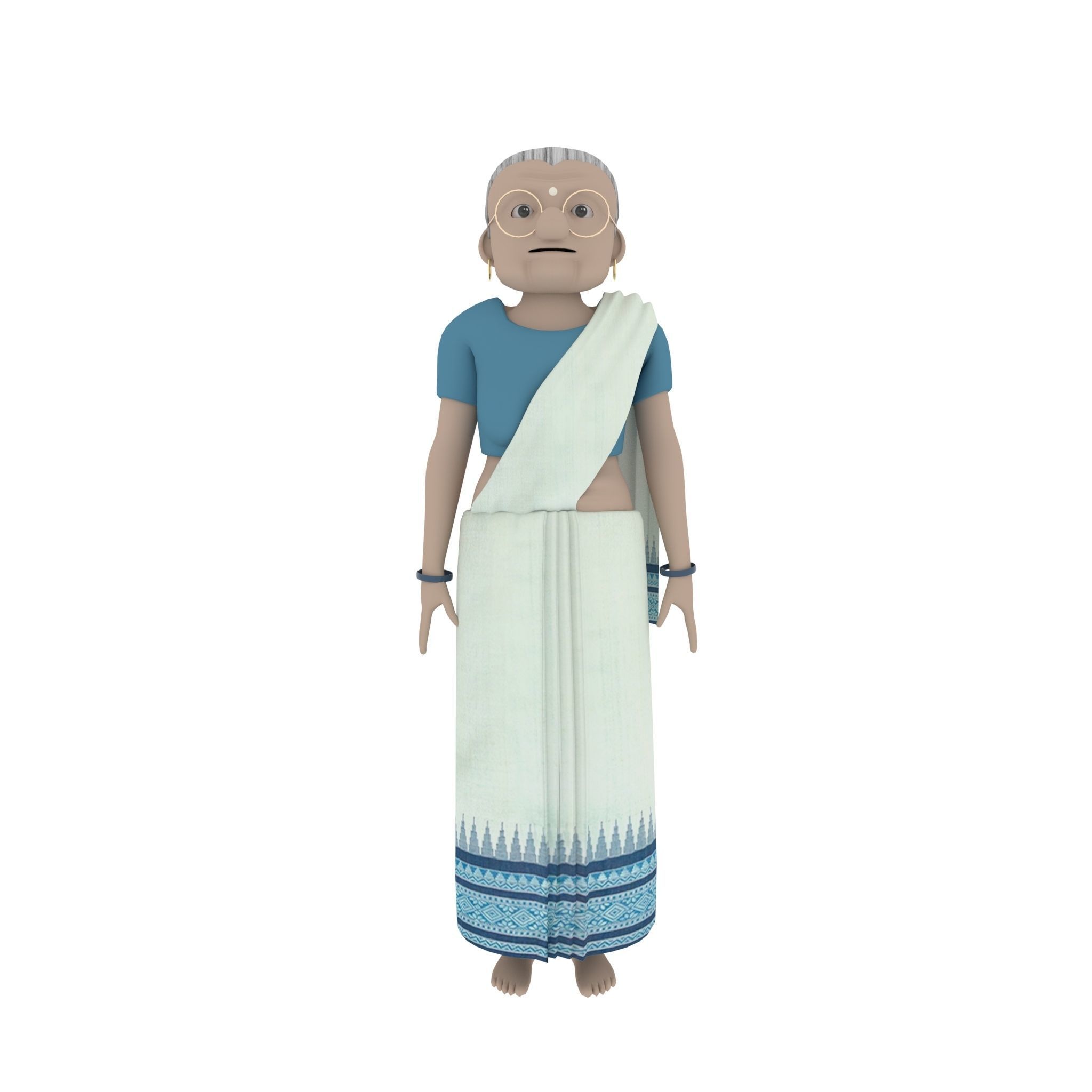 Elderly woman 3d model Low-poly 3D model_2