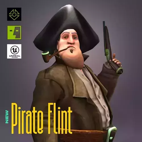 Pirate Flint Low-poly 3D model
