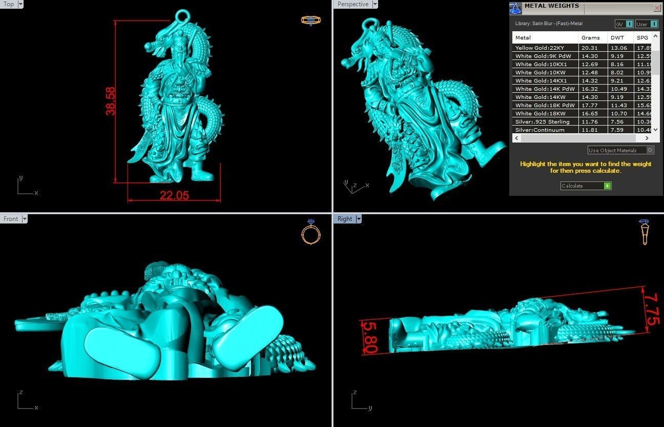 Guan Yu Pendant - N628534 3D print model_8