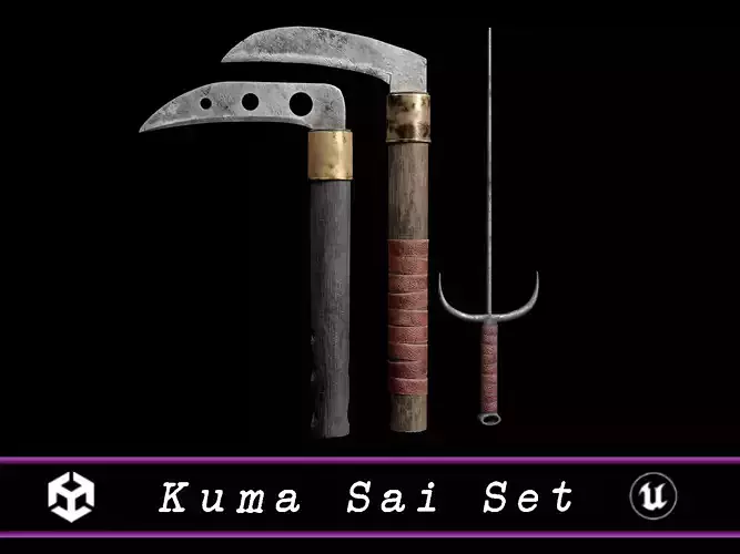 Asian Weapons - Kuma Sai Set  Low-poly 3D model