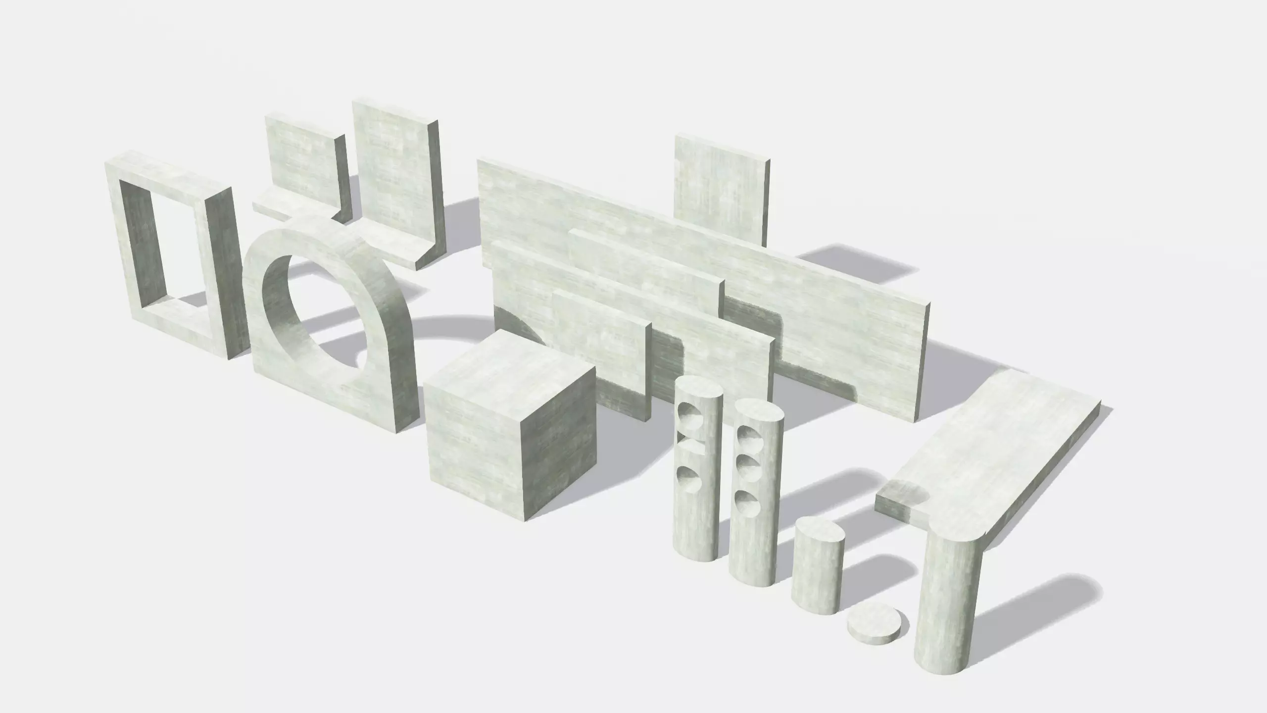 BDSM Concrete Props Low-poly 3D model_0