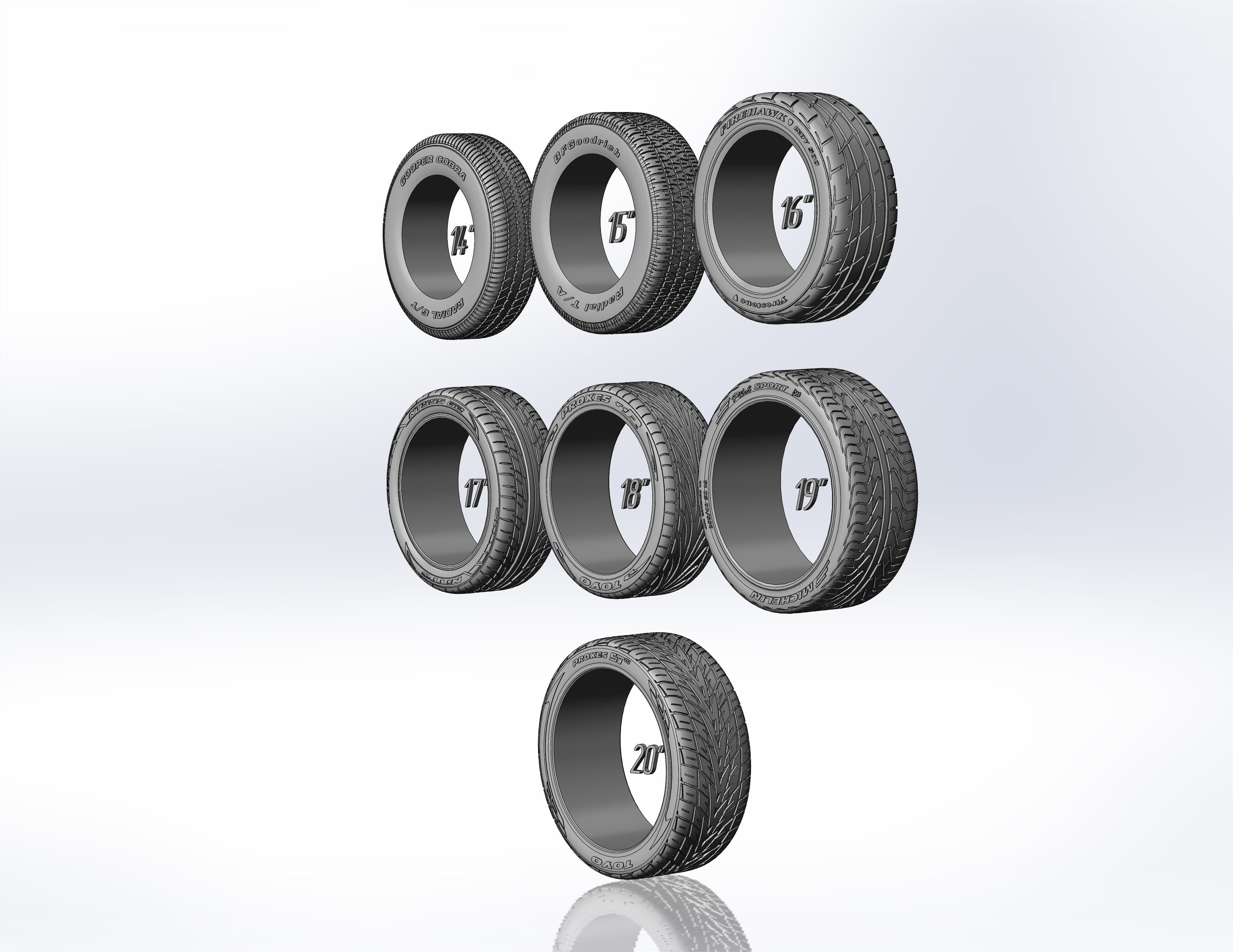 Set of tyres for scale models 3D print model_1