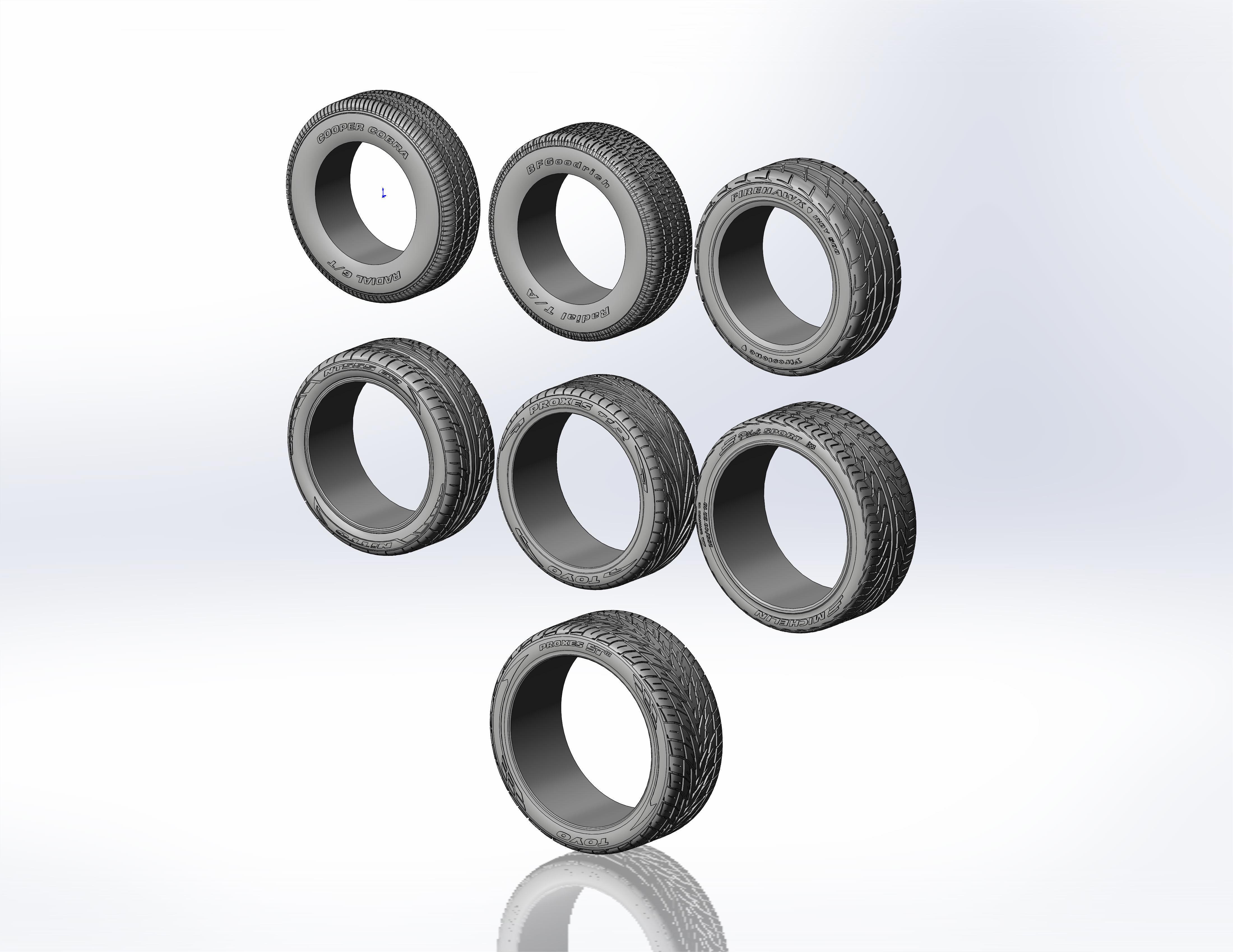 Set of tyres for scale models 3D print model_2