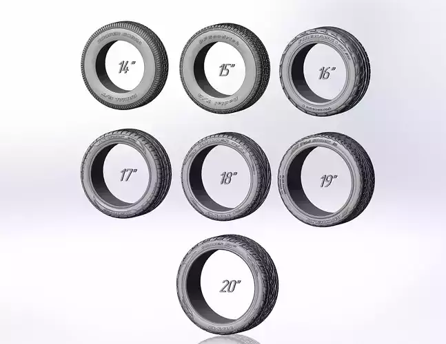 Set of tyres for scale models 3D print model