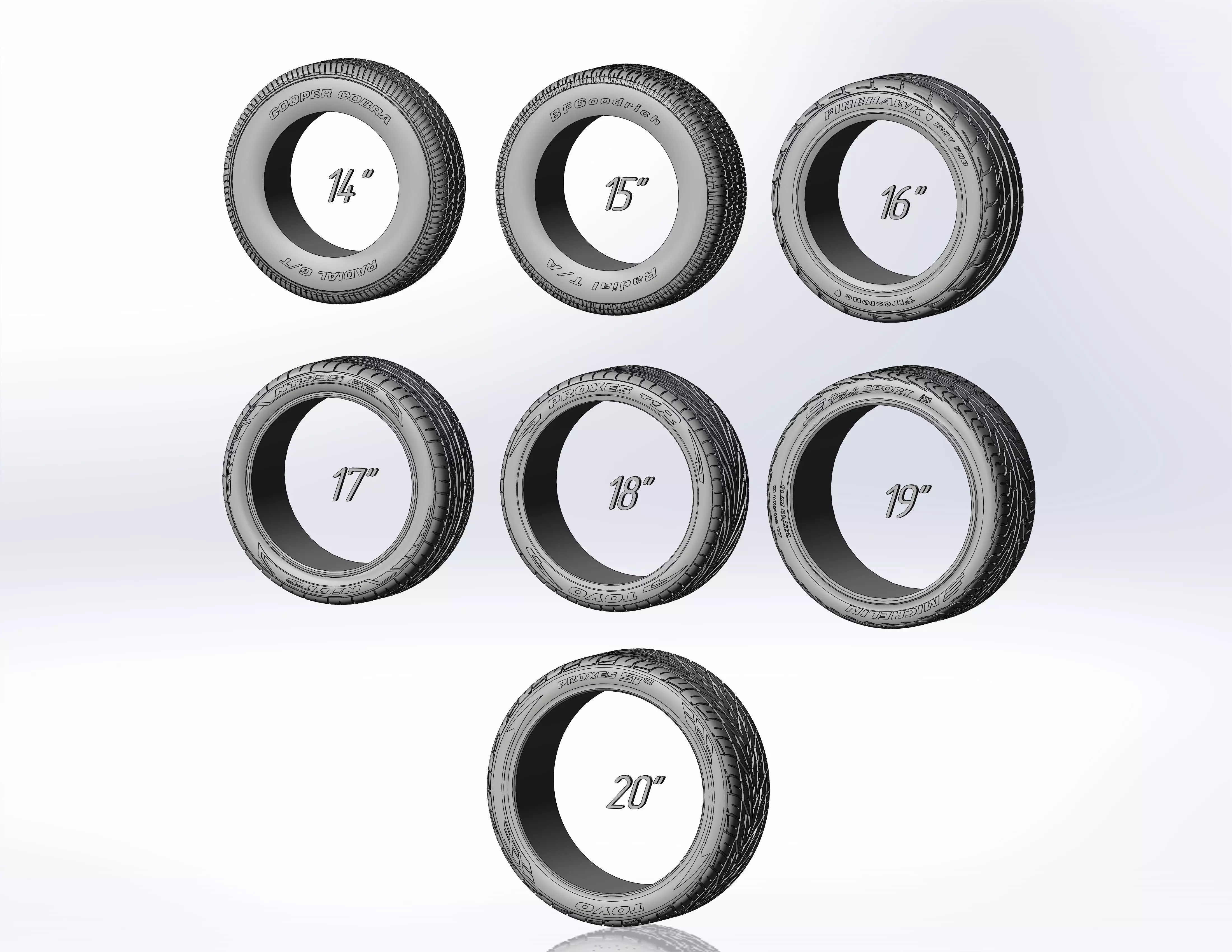 Set of tyres for scale models 3D print model_0