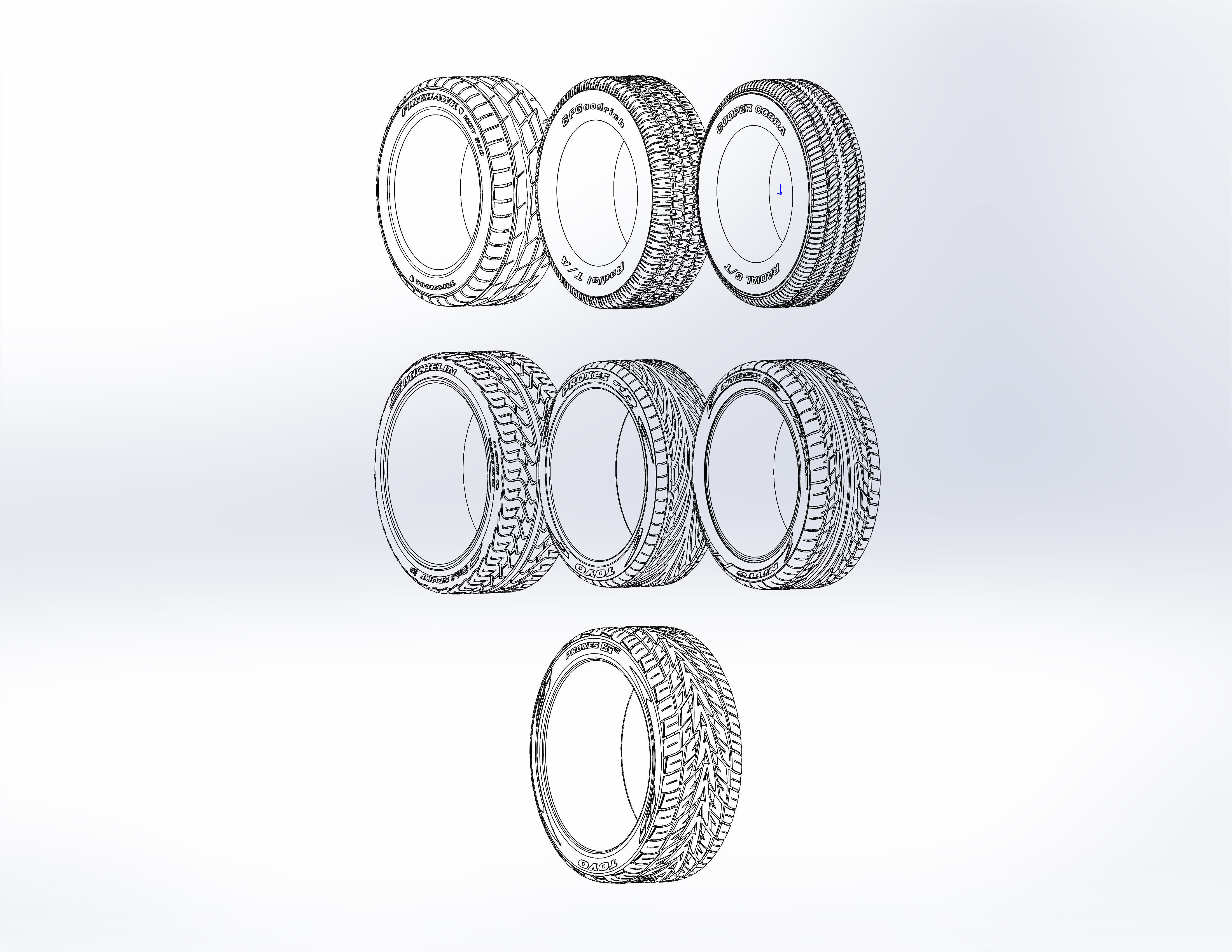 Set of tyres for scale models 3D print model_12