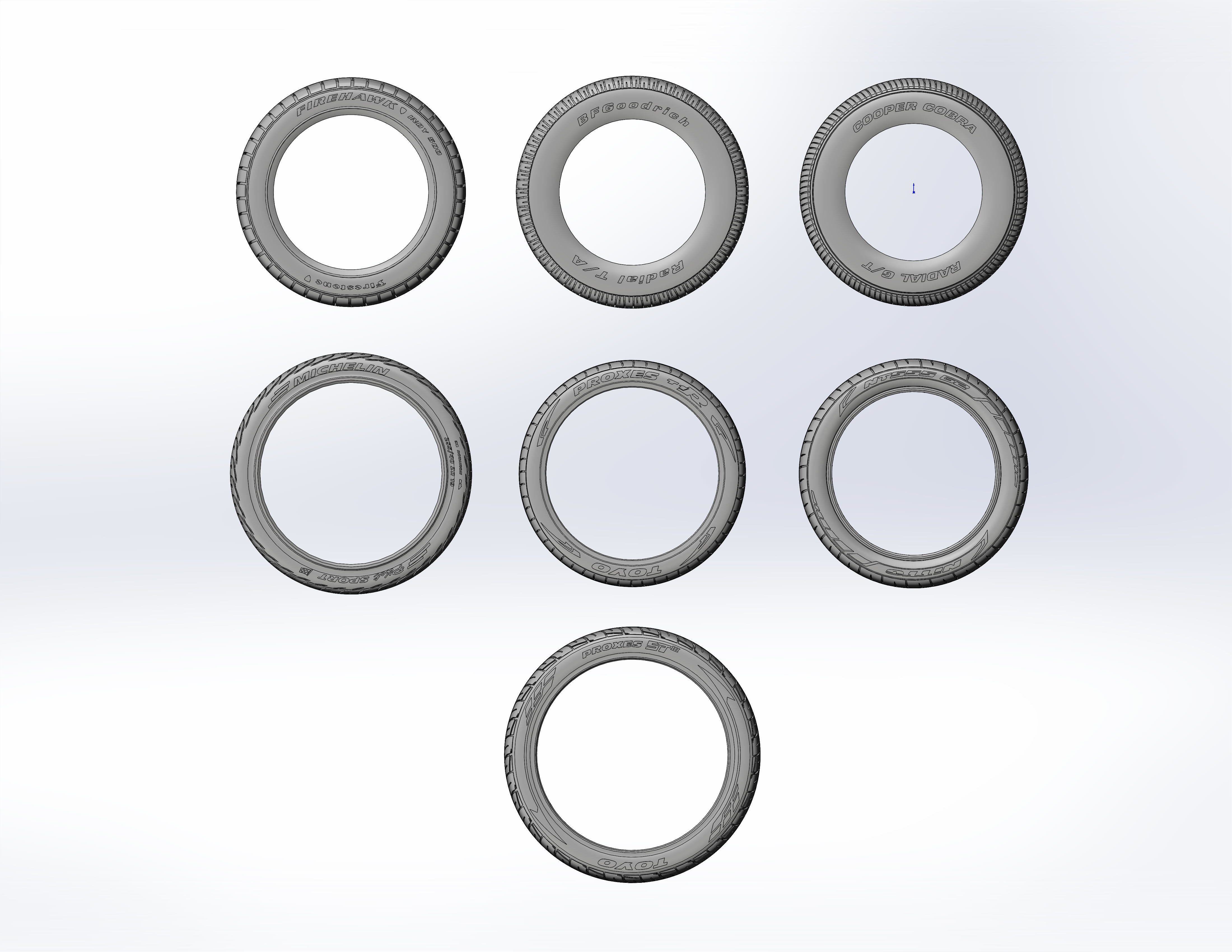 Set of tyres for scale models 3D print model_3