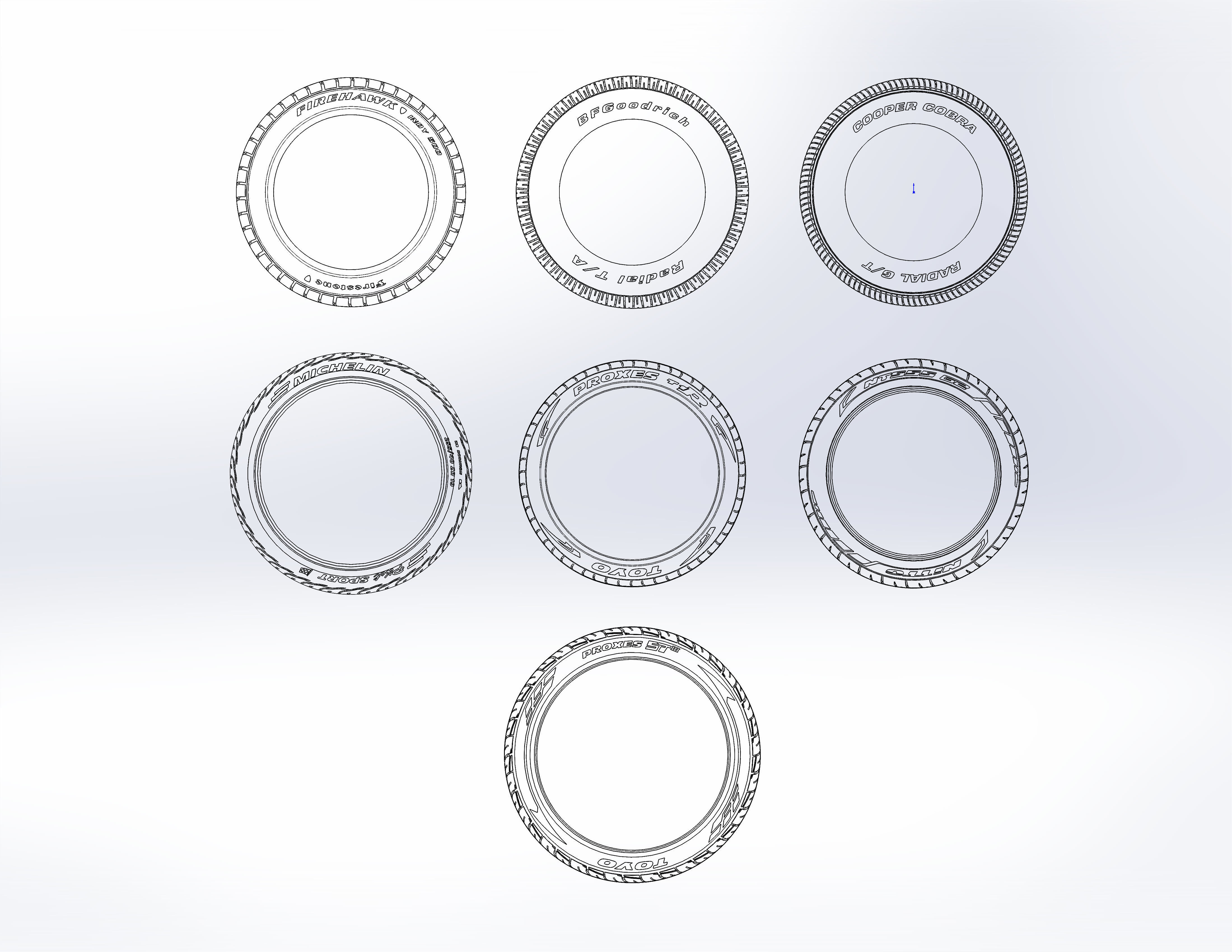 Set of tyres for scale models 3D print model_11