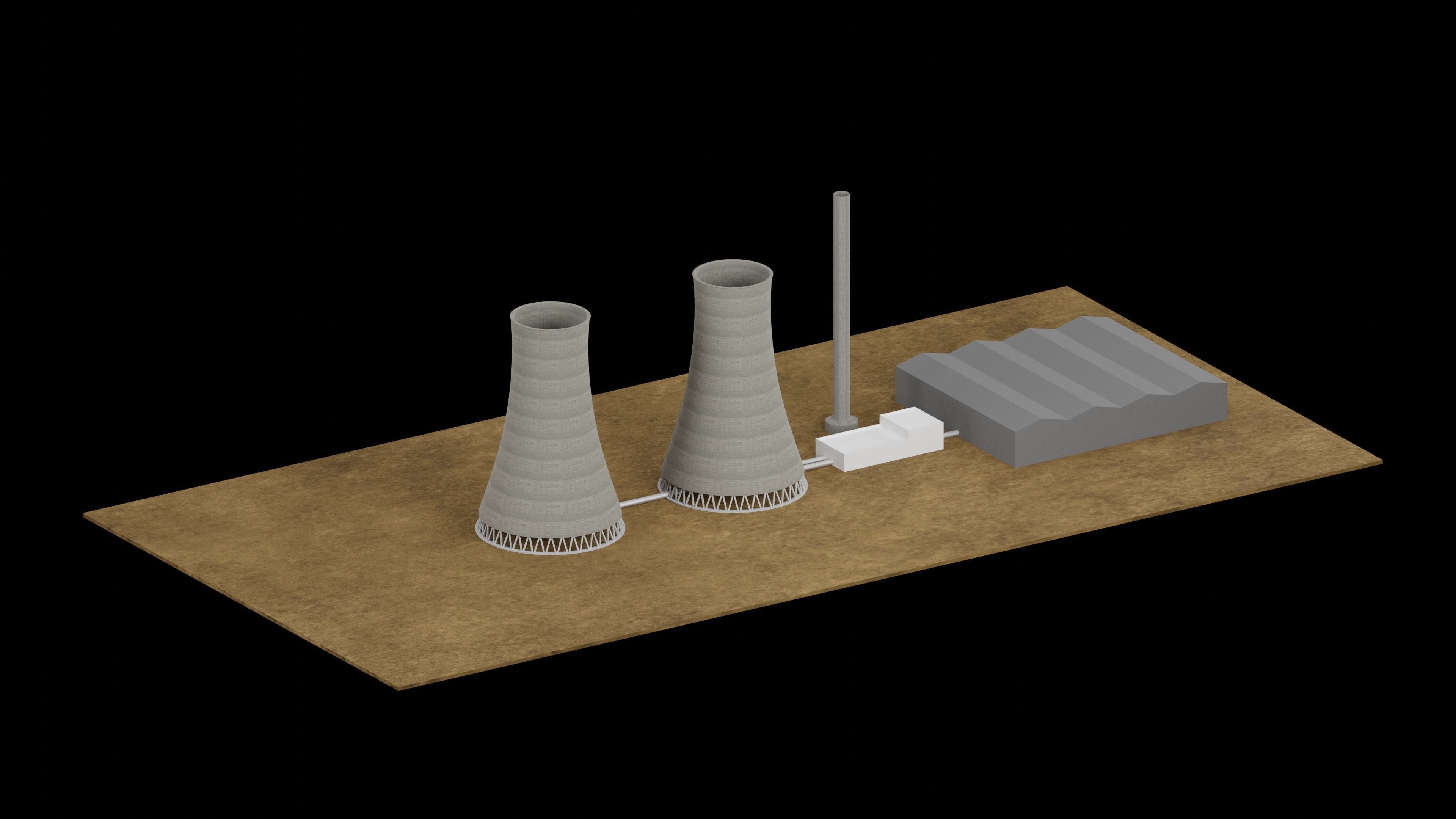 Nuclear Power Station 3D Model Low-poly 3D model_1