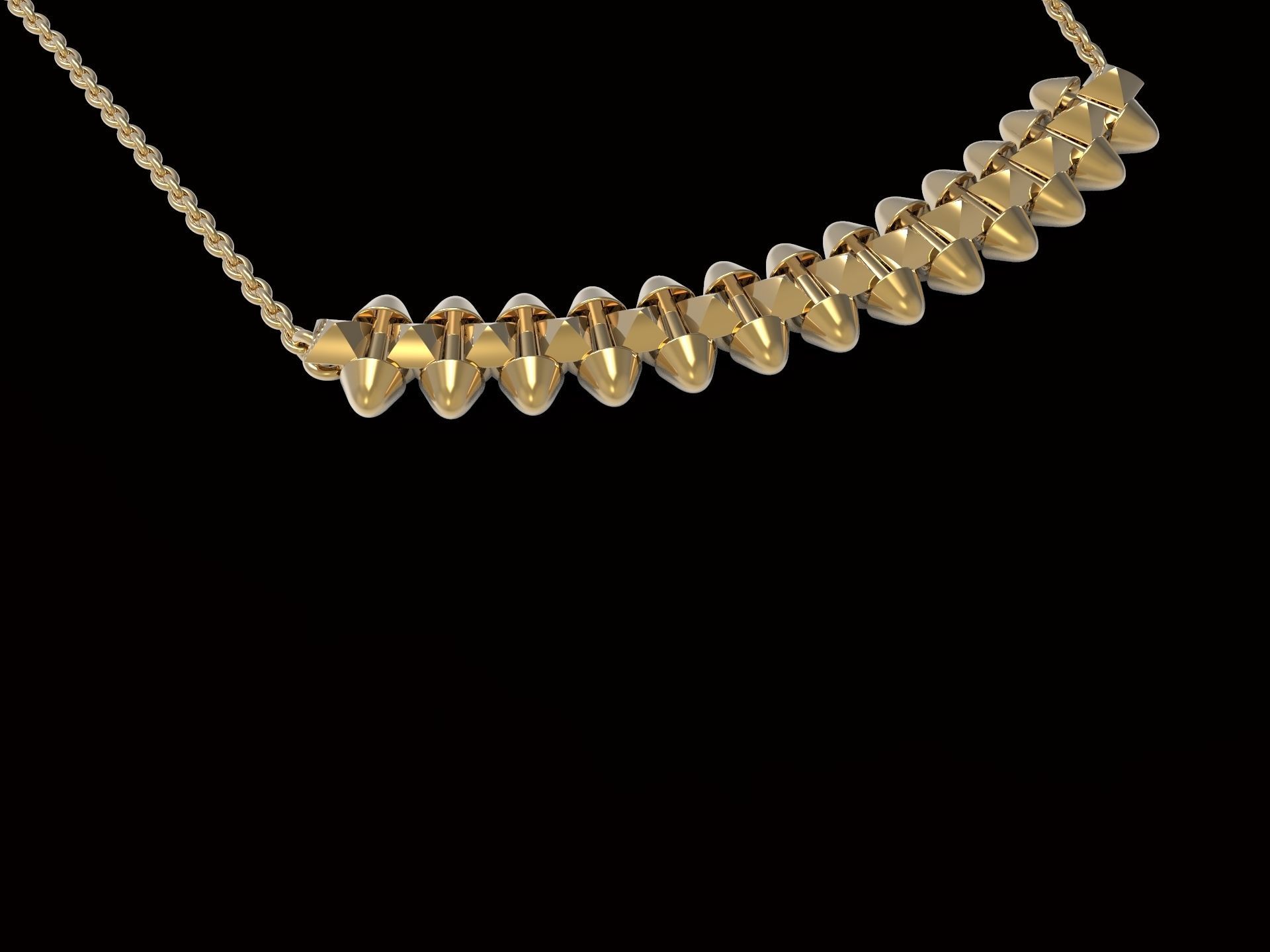 Clash one Row Necklace 3D print model_8