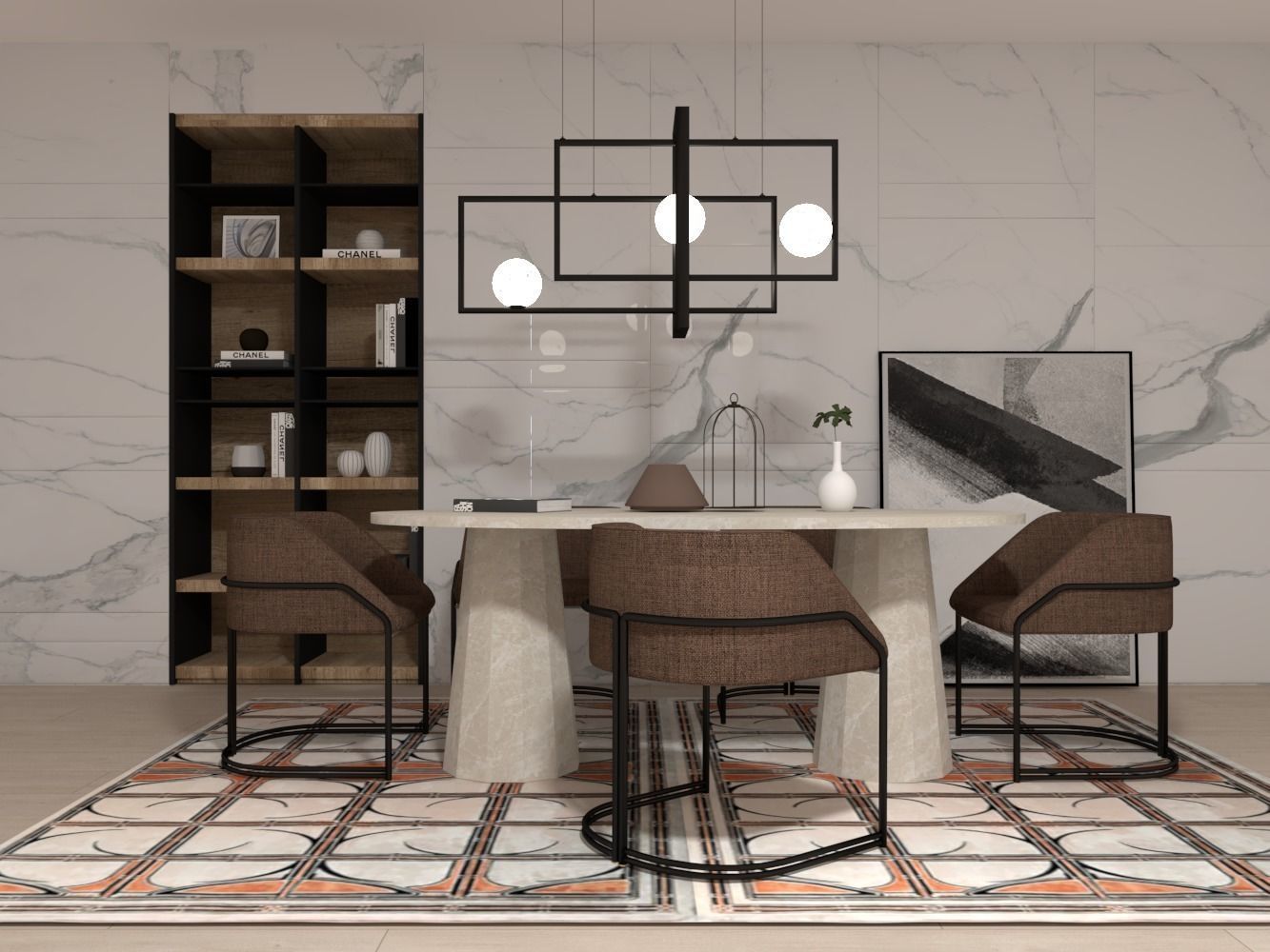 Marble table 3D model_3