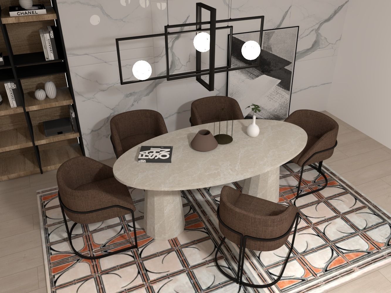 Marble table 3D model_2