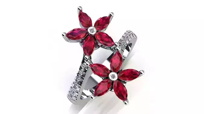 Two flower gem ring