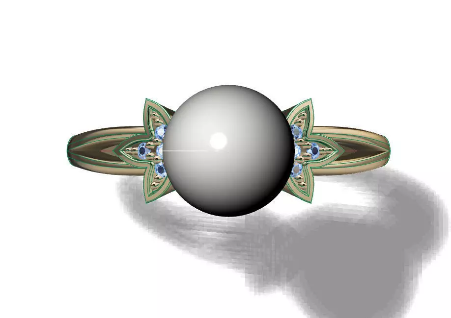 pearl ring 3D print model_0