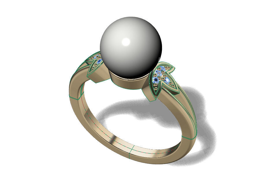 pearl ring 3D print model_2