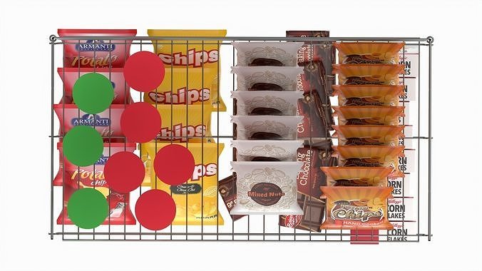 Store Wire Snack Shelf And Chip Rack 3D model 7