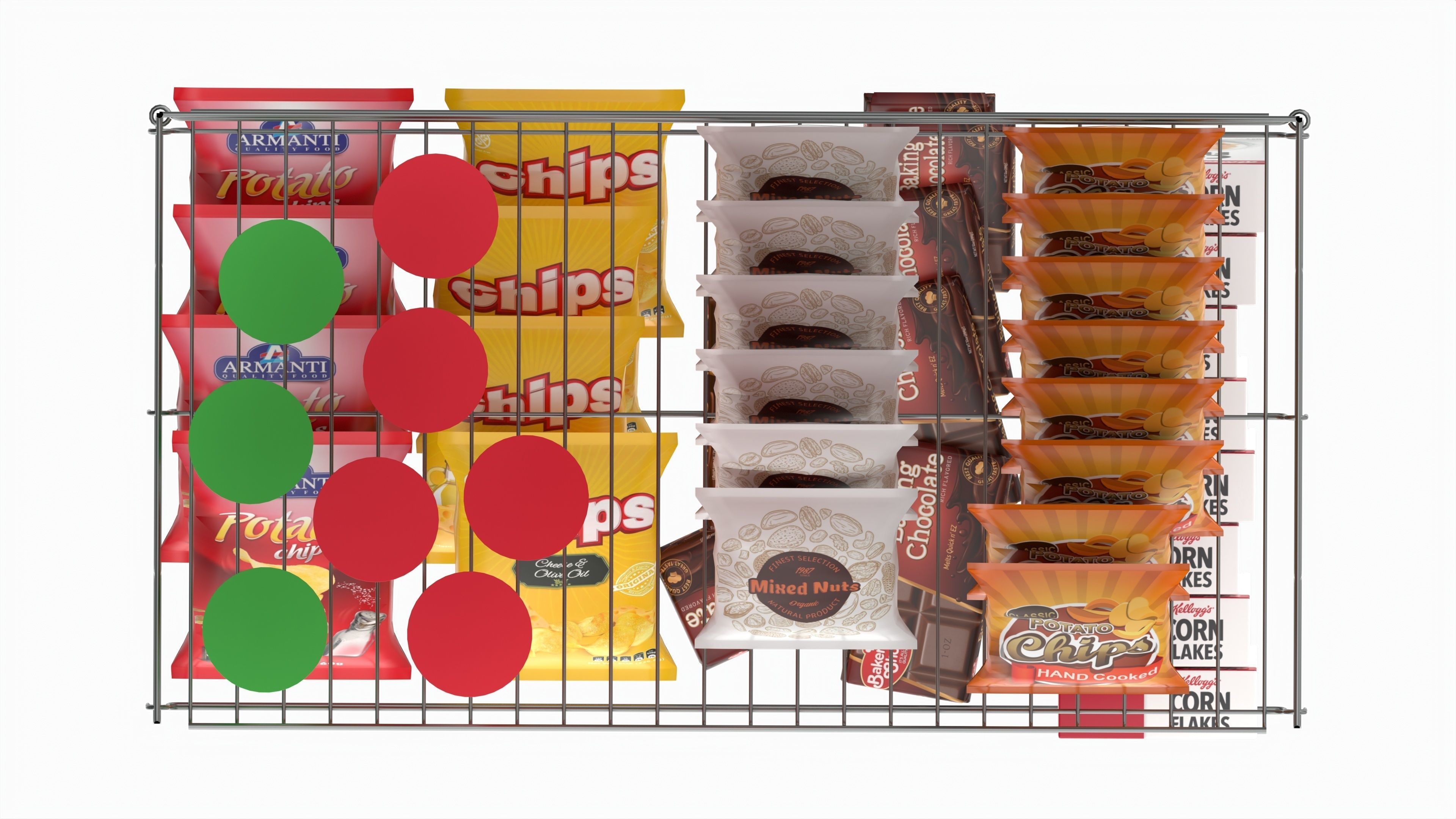 Store Wire Snack Shelf And Chip Rack 3D model_6