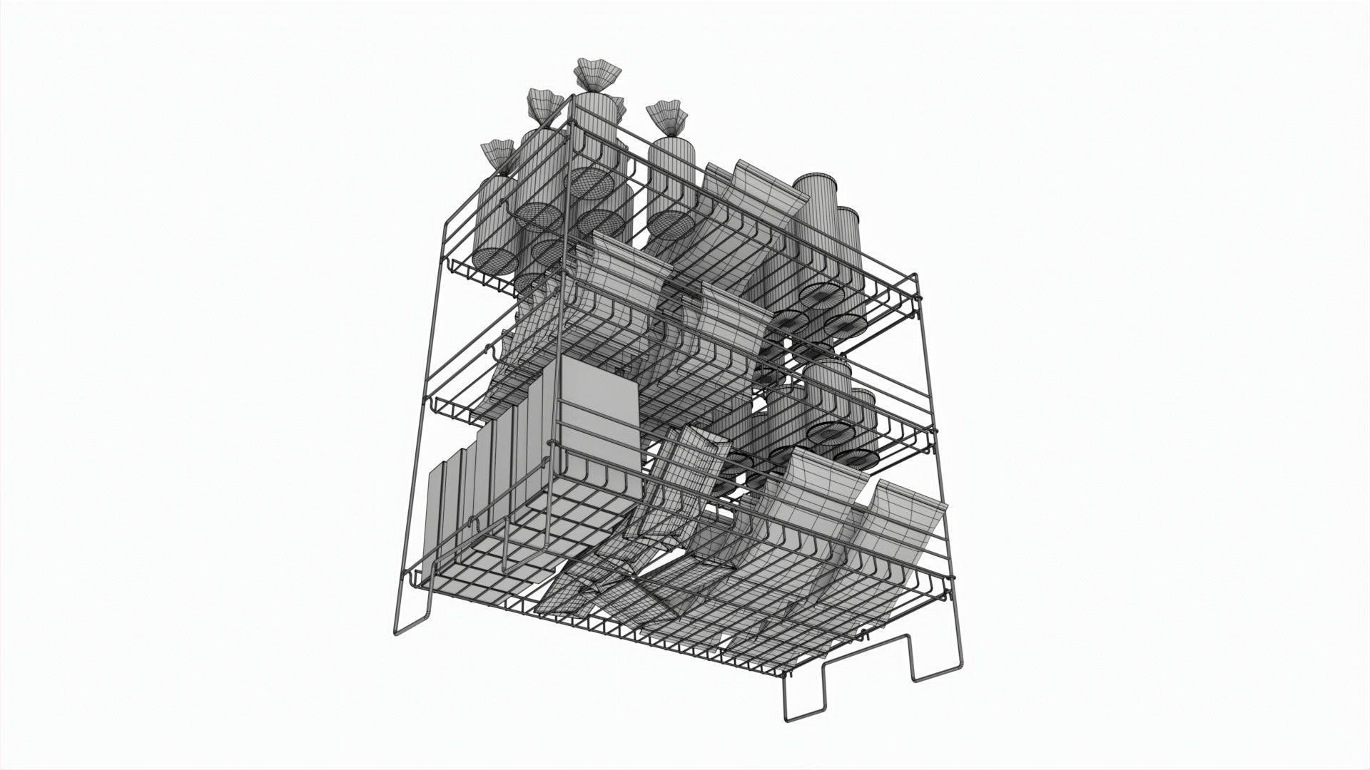 Store Wire Snack Shelf And Chip Rack 3D model_8