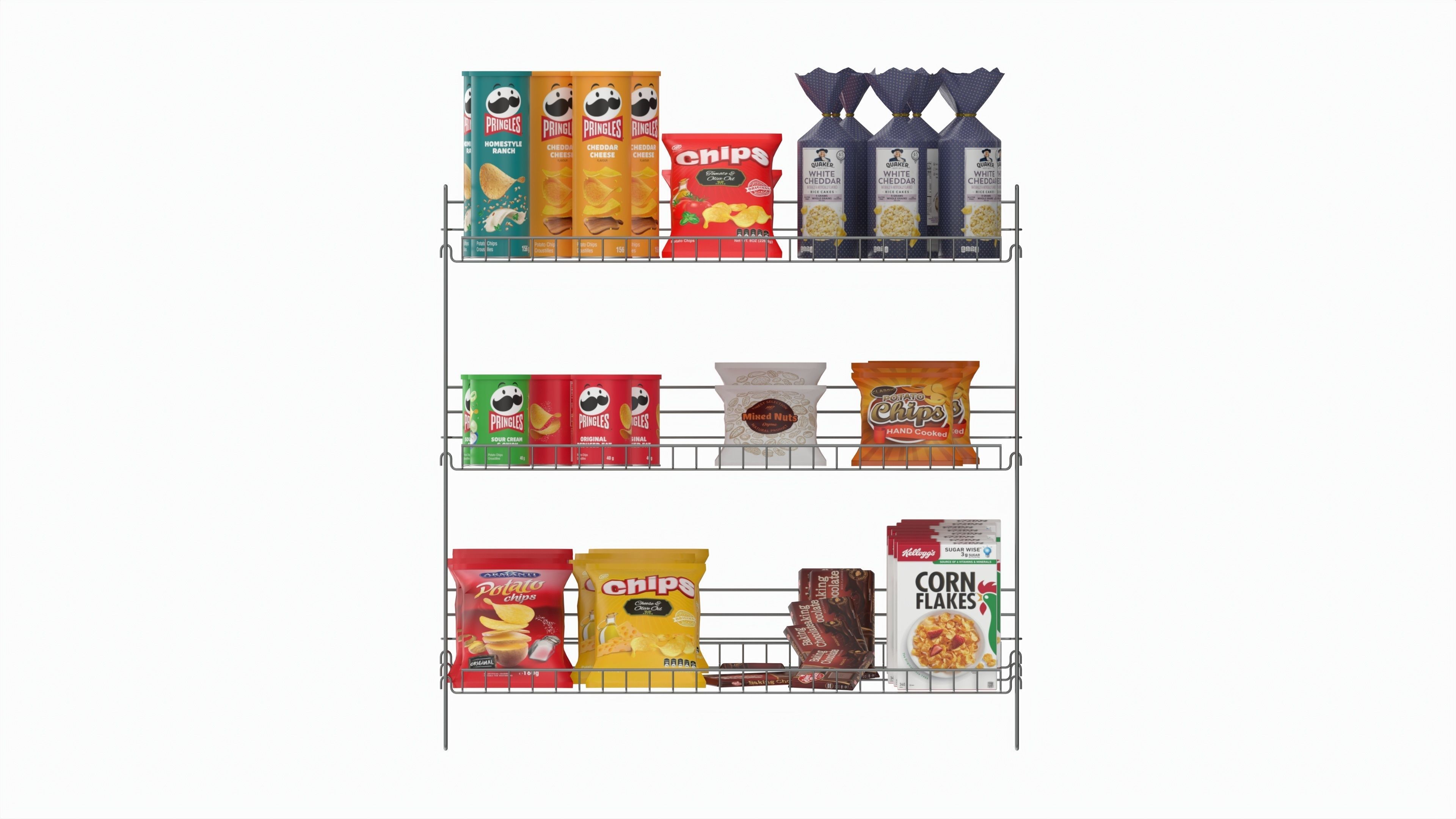 Store Wire Snack Shelf And Chip Rack 3D model_4