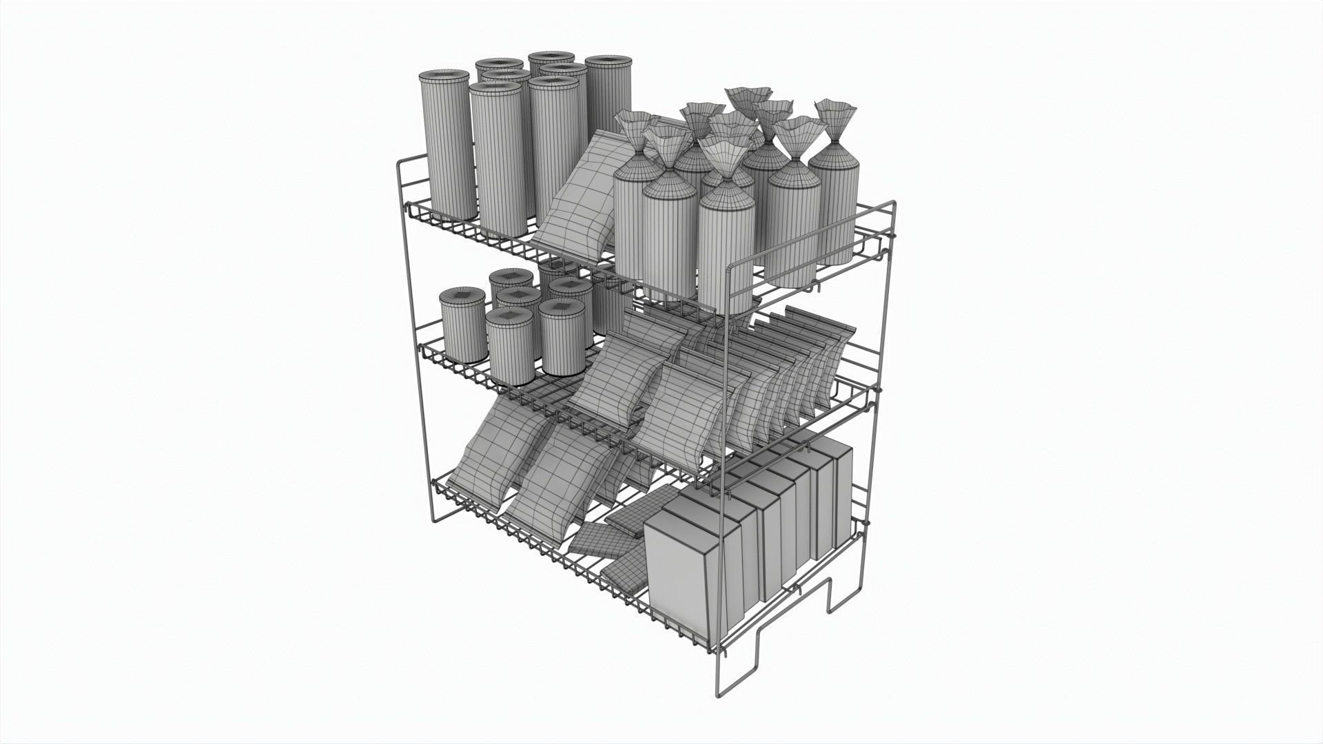 Store Wire Snack Shelf And Chip Rack 3D model_7