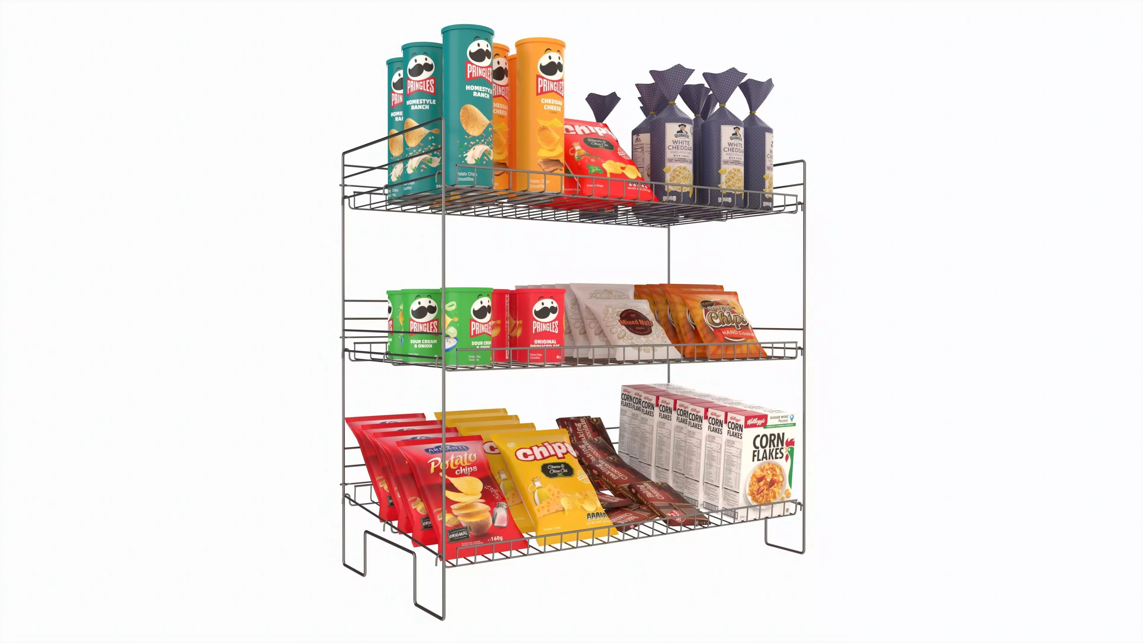 Store Wire Snack Shelf And Chip Rack 3D model_0