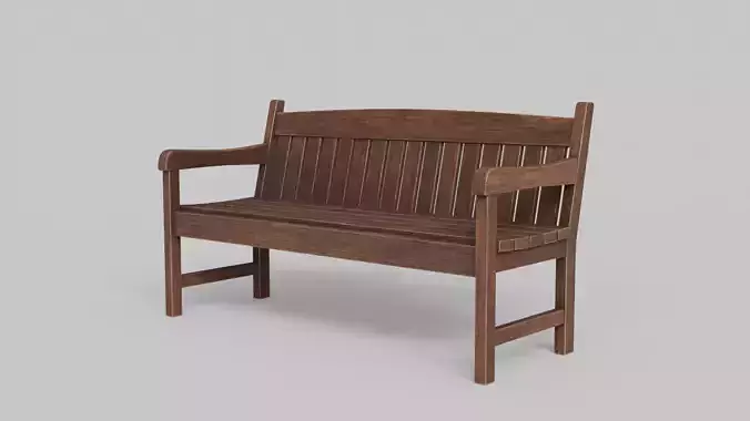 Wood Street Bench 3D Model with PBR Texture