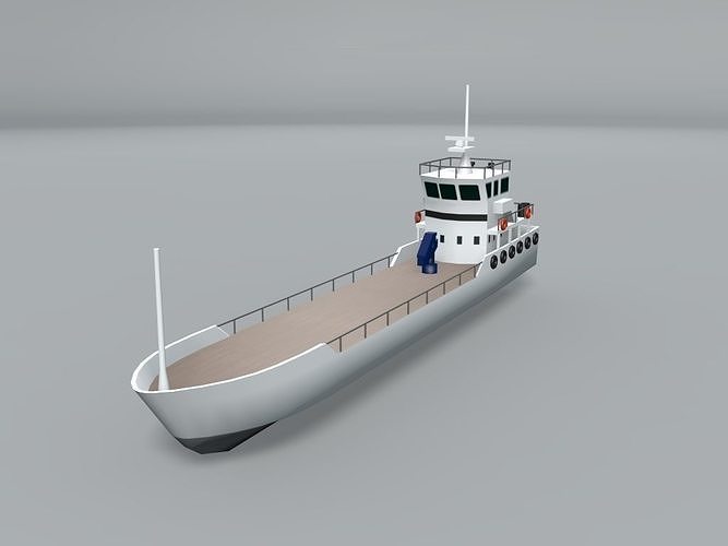 Offshore Commercial Work Boat Barge LOWEST Low-poly 3D model