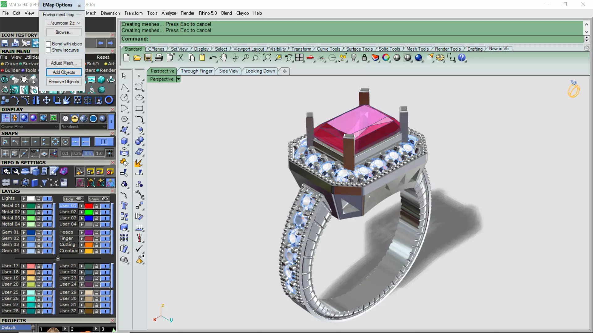 Emerald jewel ring 3D print model