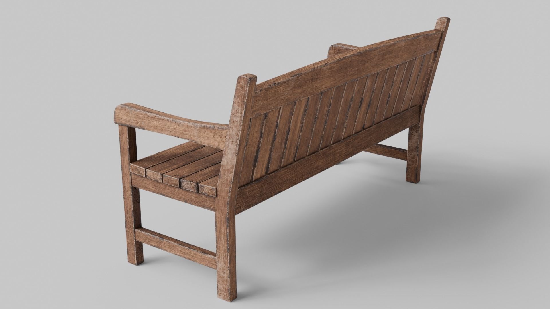 Old Wood Street Bench 3D Model with PBR Texture 3D model_4