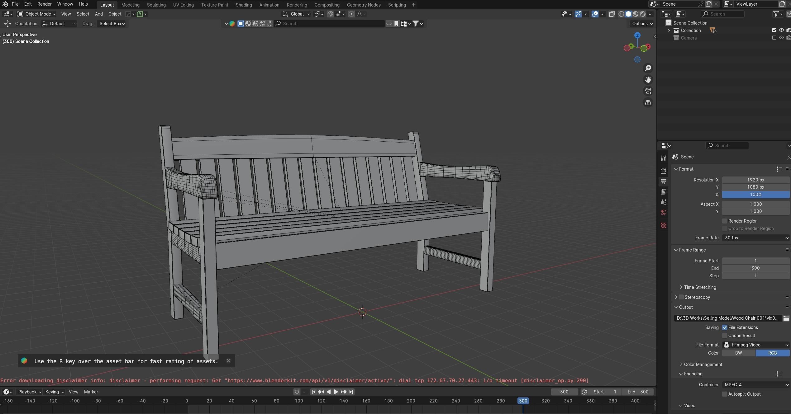 Old Wood Street Bench 3D Model with PBR Texture 3D model_17