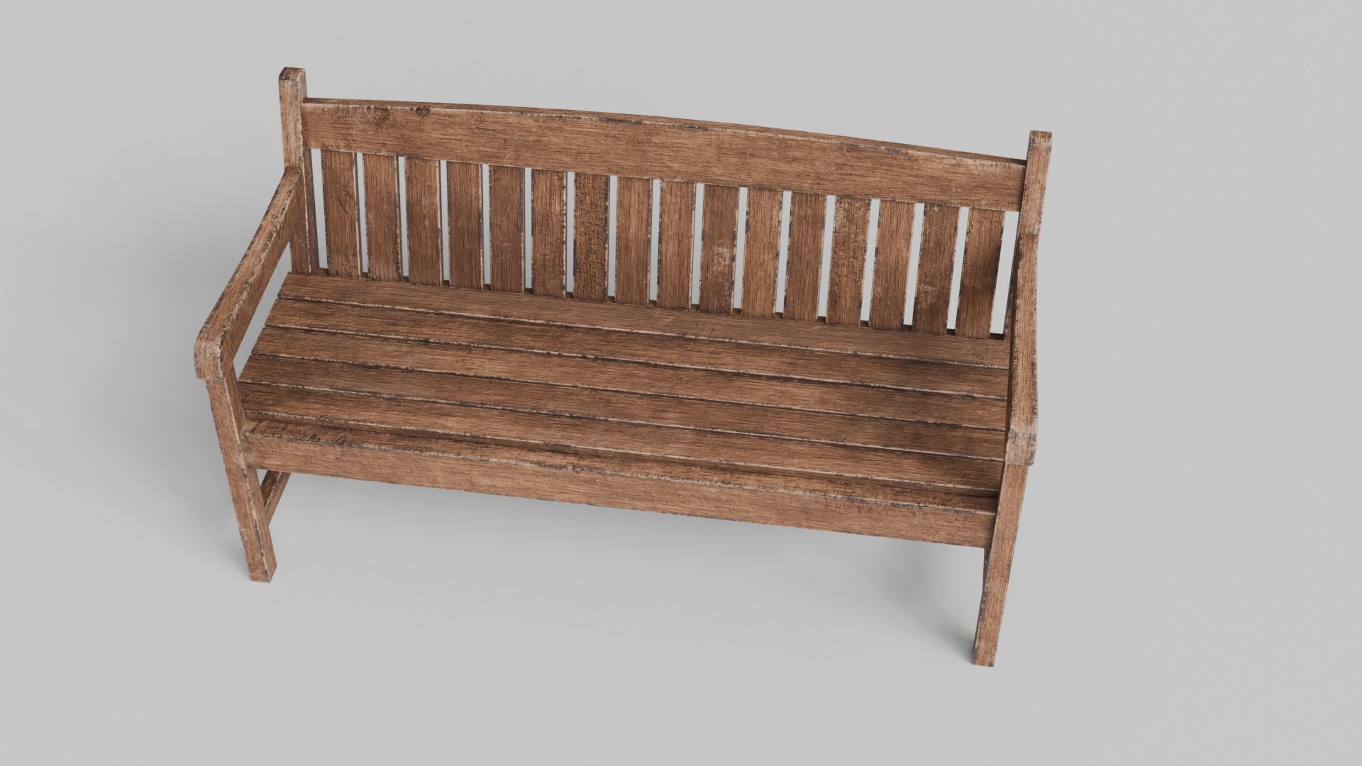 Old Wood Street Bench 3D Model with PBR Texture 3D model_2