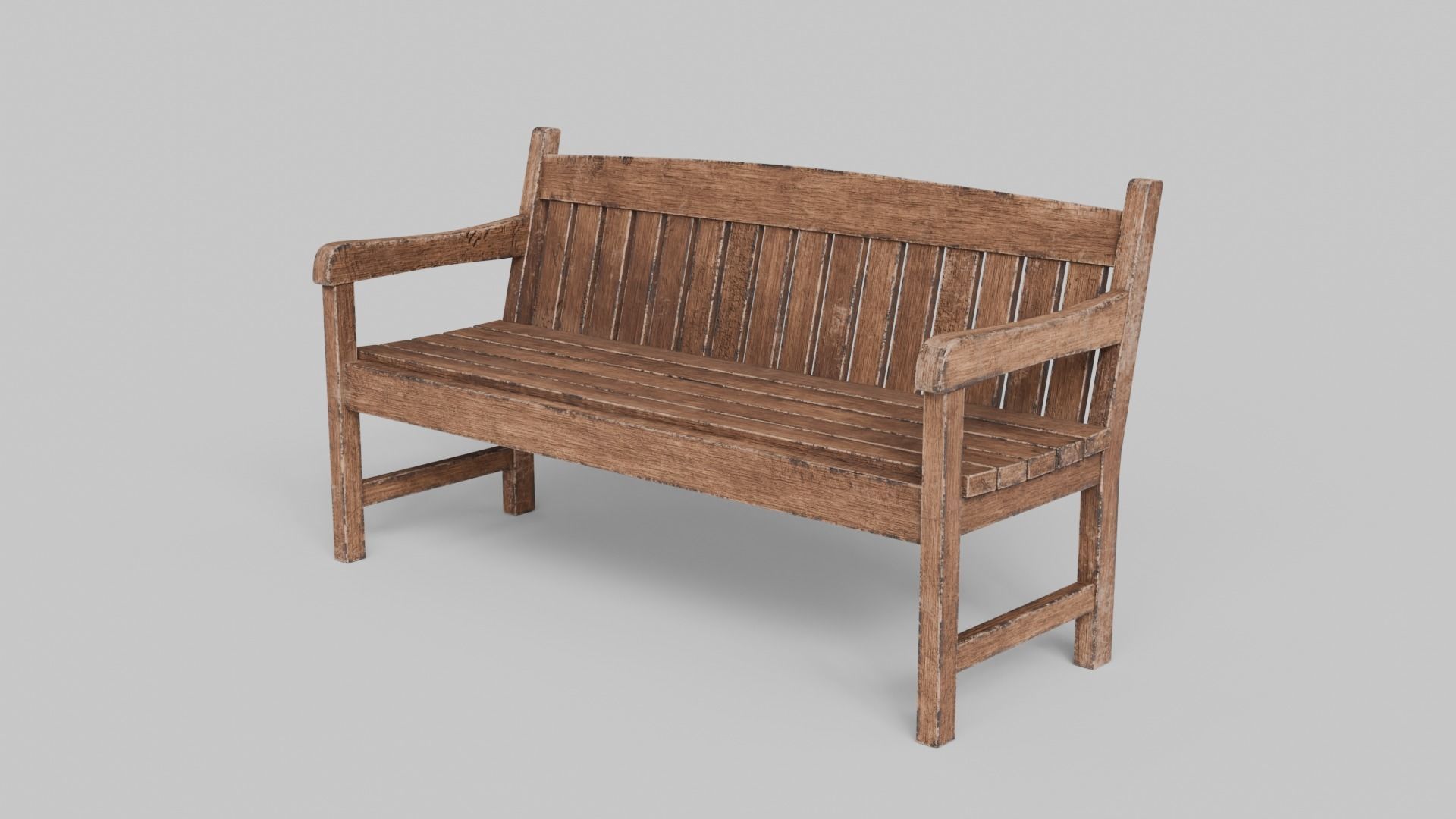 Old Wood Street Bench 3D Model with PBR Texture 3D model_3