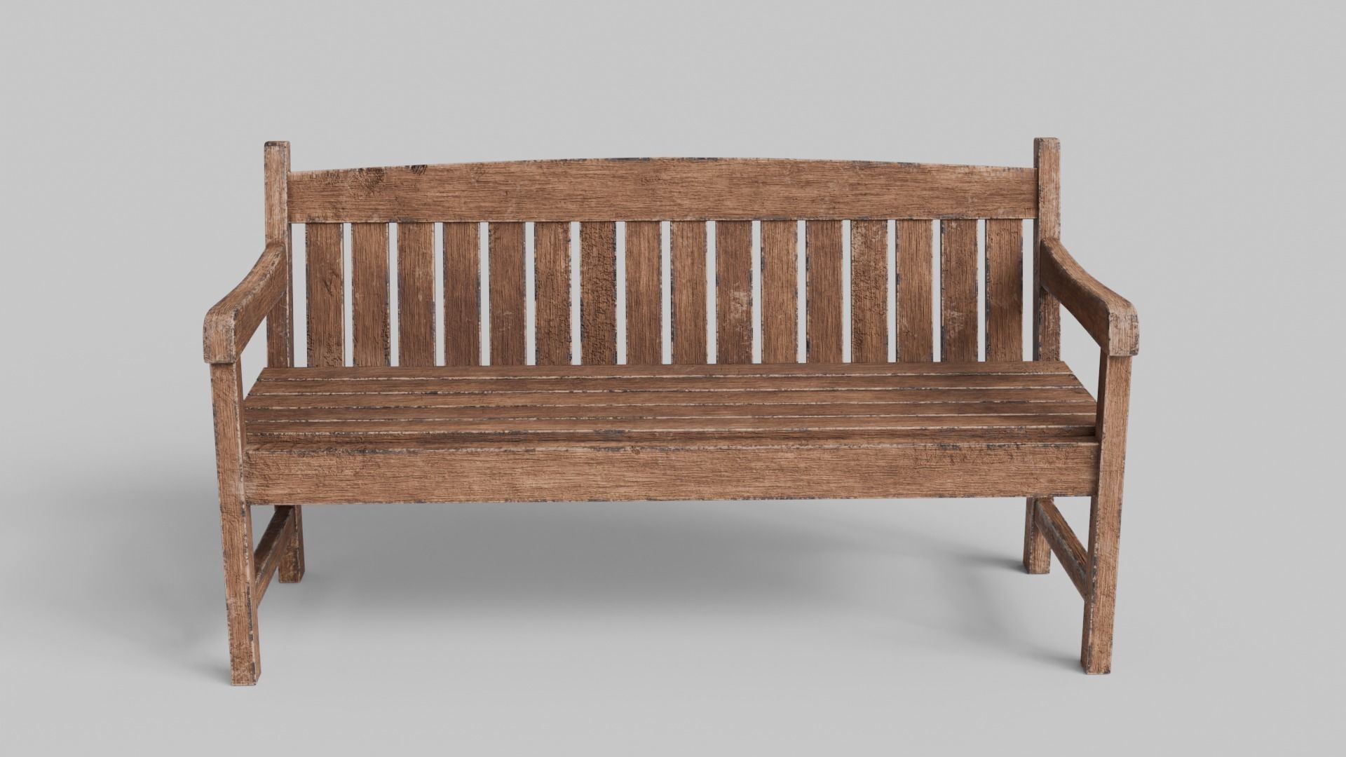 Old Wood Street Bench 3D Model with PBR Texture 3D model_7