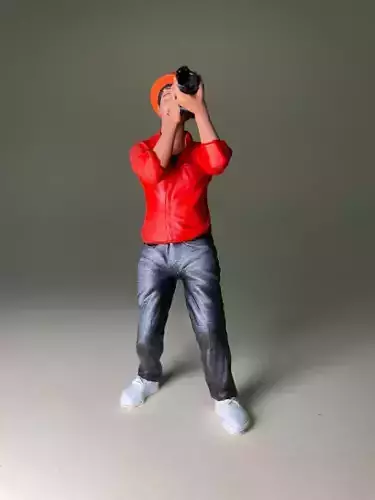 Photographer enthusiast figurine with camera HighPoly 3D print model