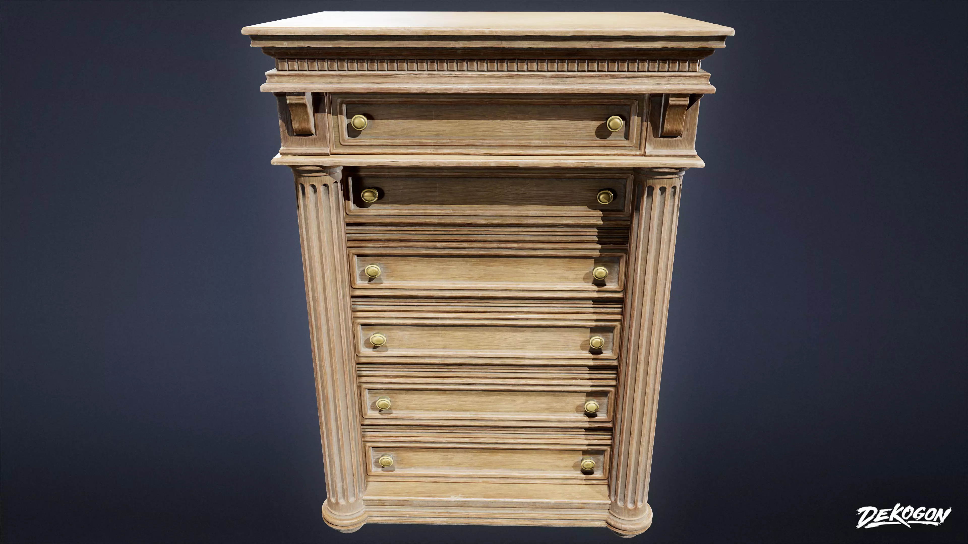 VINTAGE - Dresser 01 - LOW POLY AND NANITE Low-poly 3D model