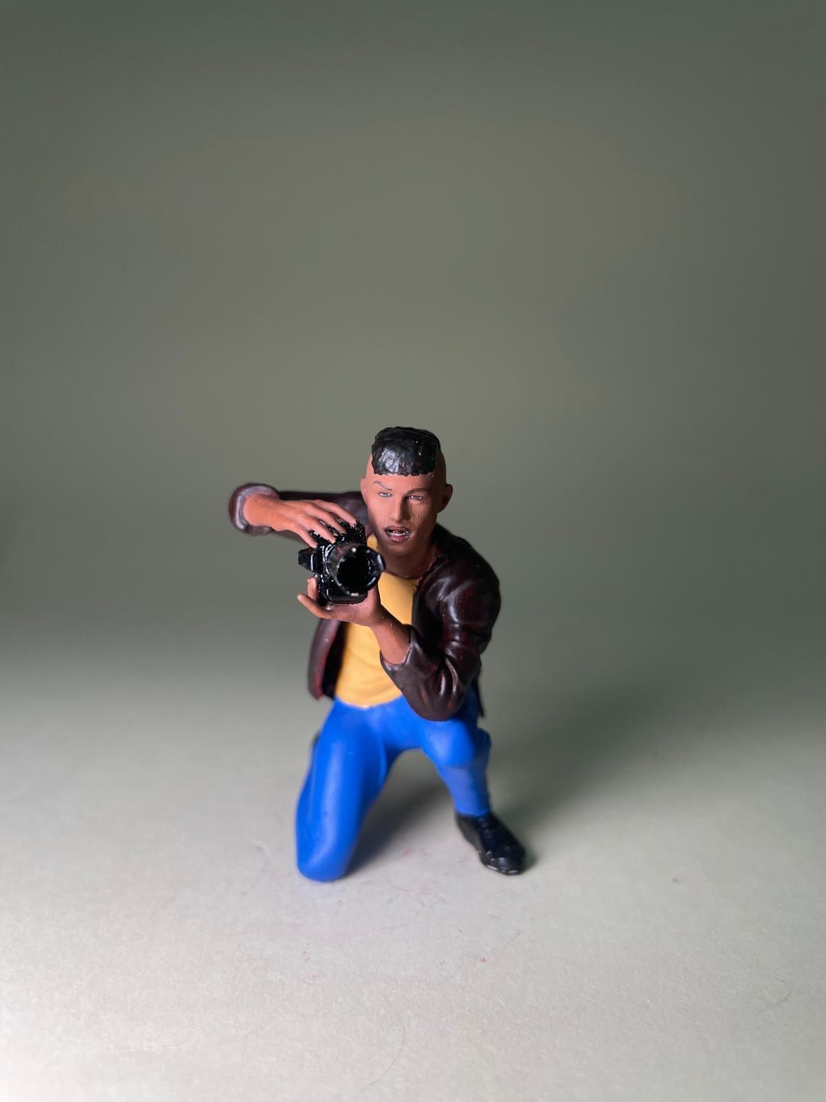 Punk photographer figurine with photo camera HighPoly 3D print model_8