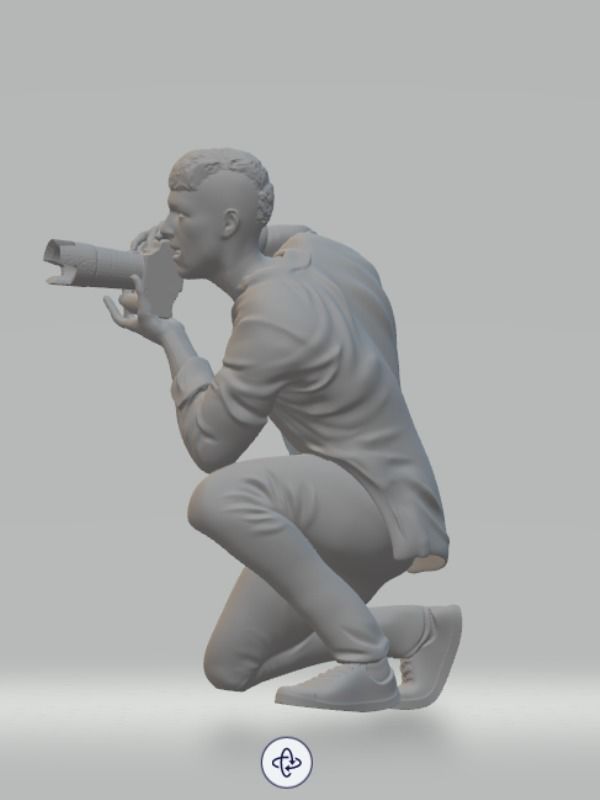 Punk photographer figurine with photo camera HighPoly 3D print model_4