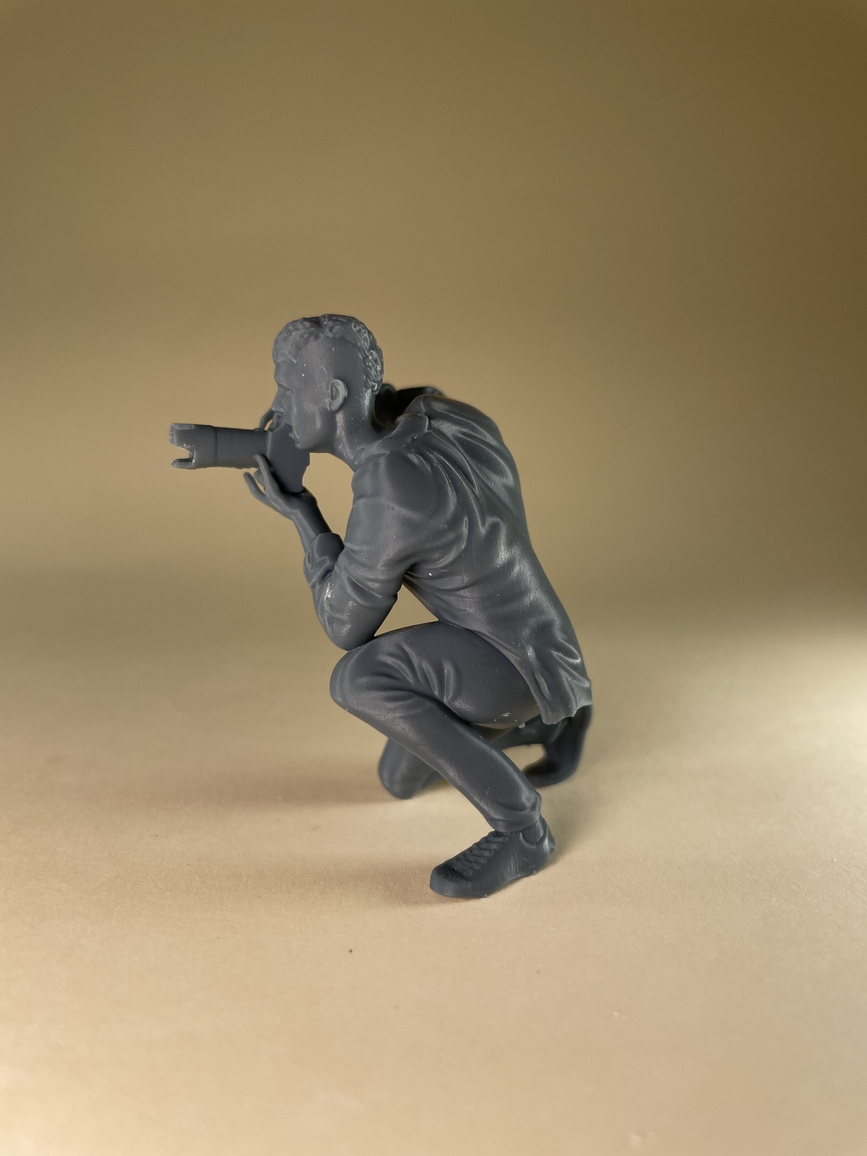Punk photographer figurine with photo camera HighPoly 3D print model_6