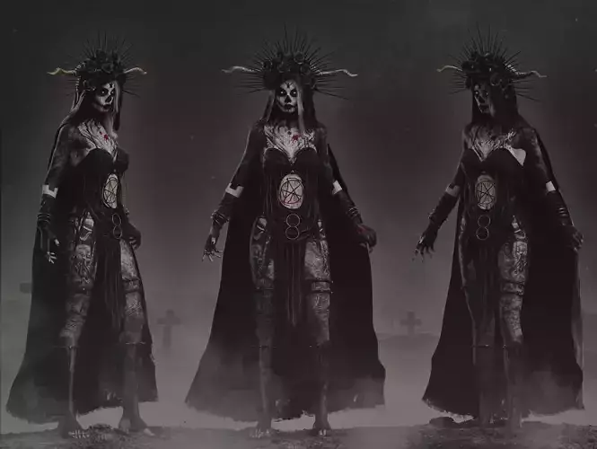 Dark Priestess Low-poly 3D model