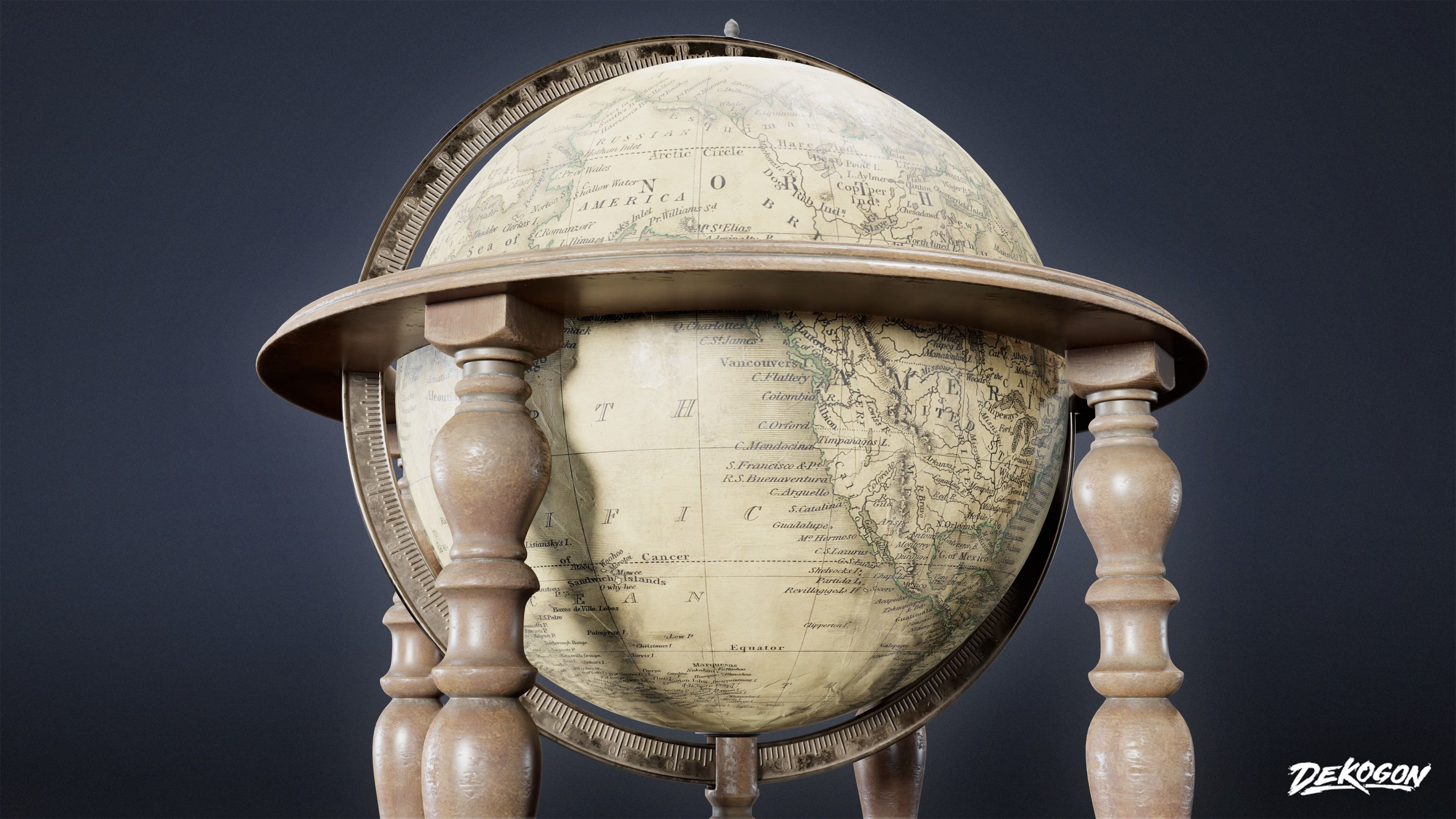 VICTORIAN - Globe 01 - LOW POLY AND NANITE Low-poly 3D model_3