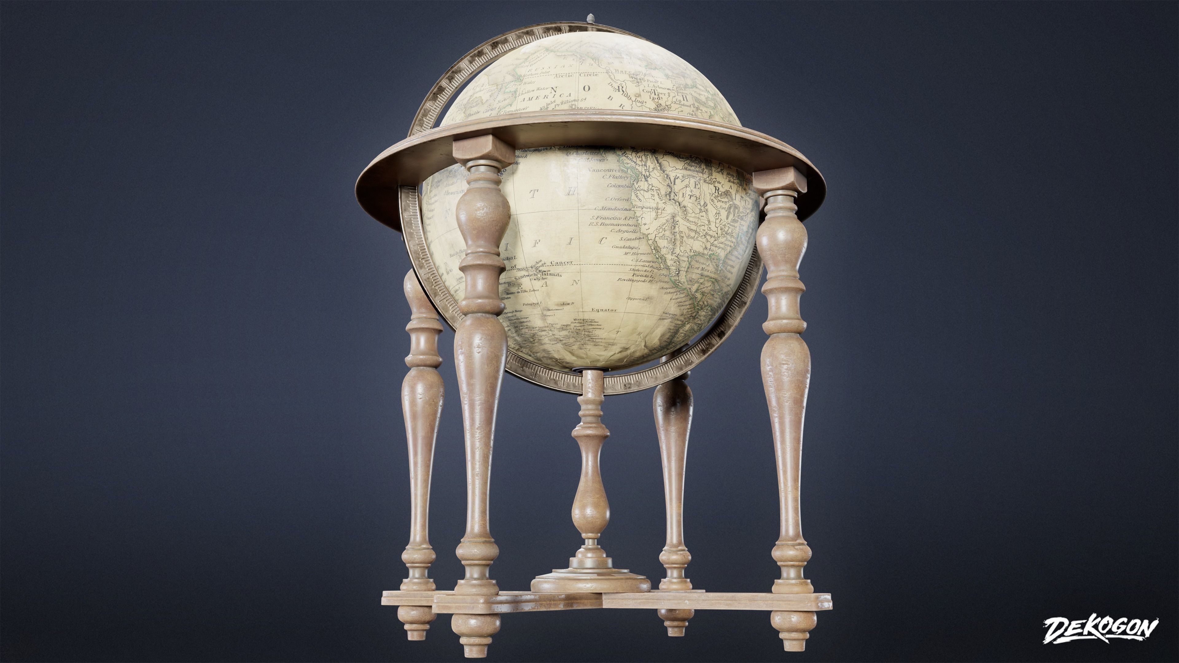 VICTORIAN - Globe 01 - LOW POLY AND NANITE Low-poly 3D model_4
